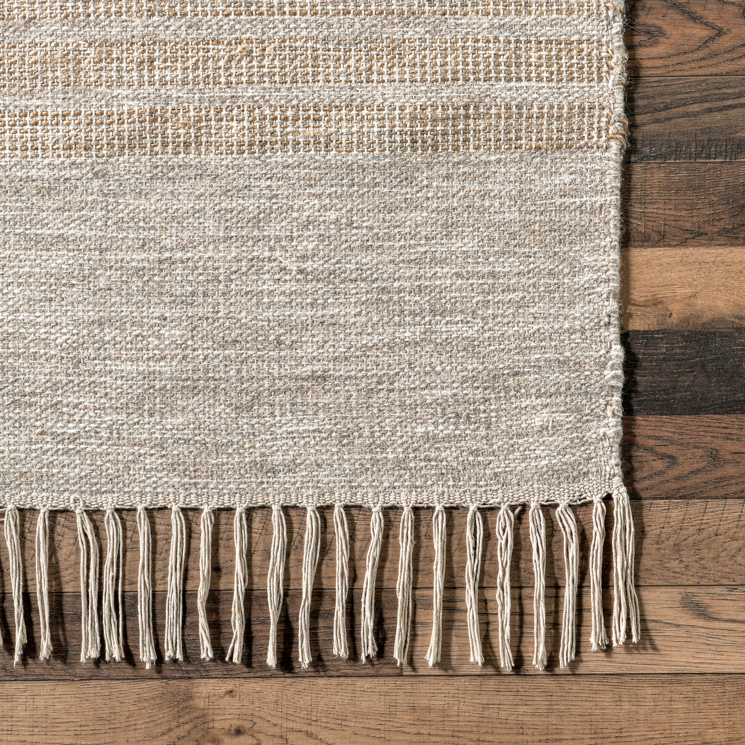 Nicky Contemporary Striped Wool Tassel Area Rug - Image 5