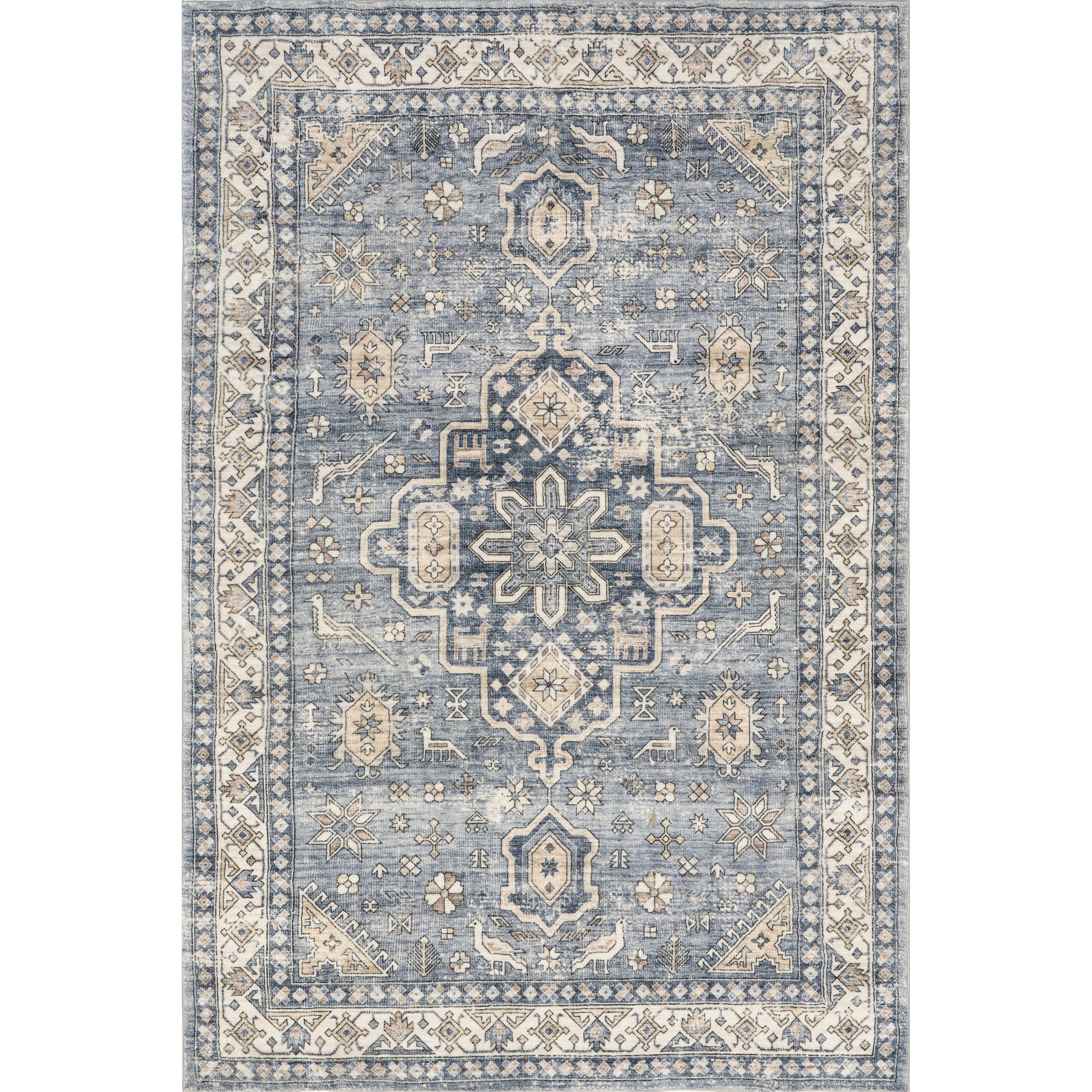 Jordan Vintage Medallion Machine Washable Area Rug
