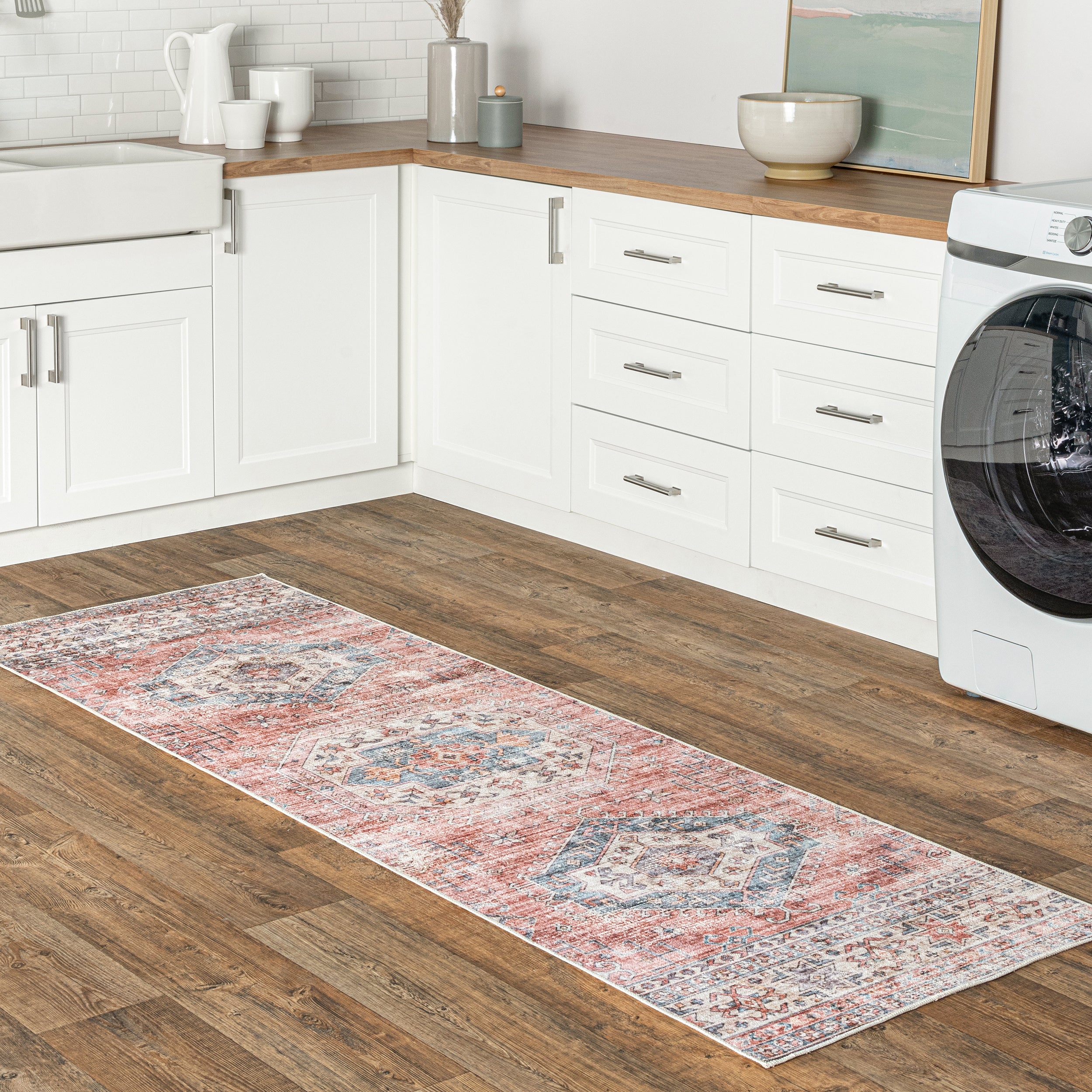 Desna Machine Washable Faded Vintage Area Rug - Image 10