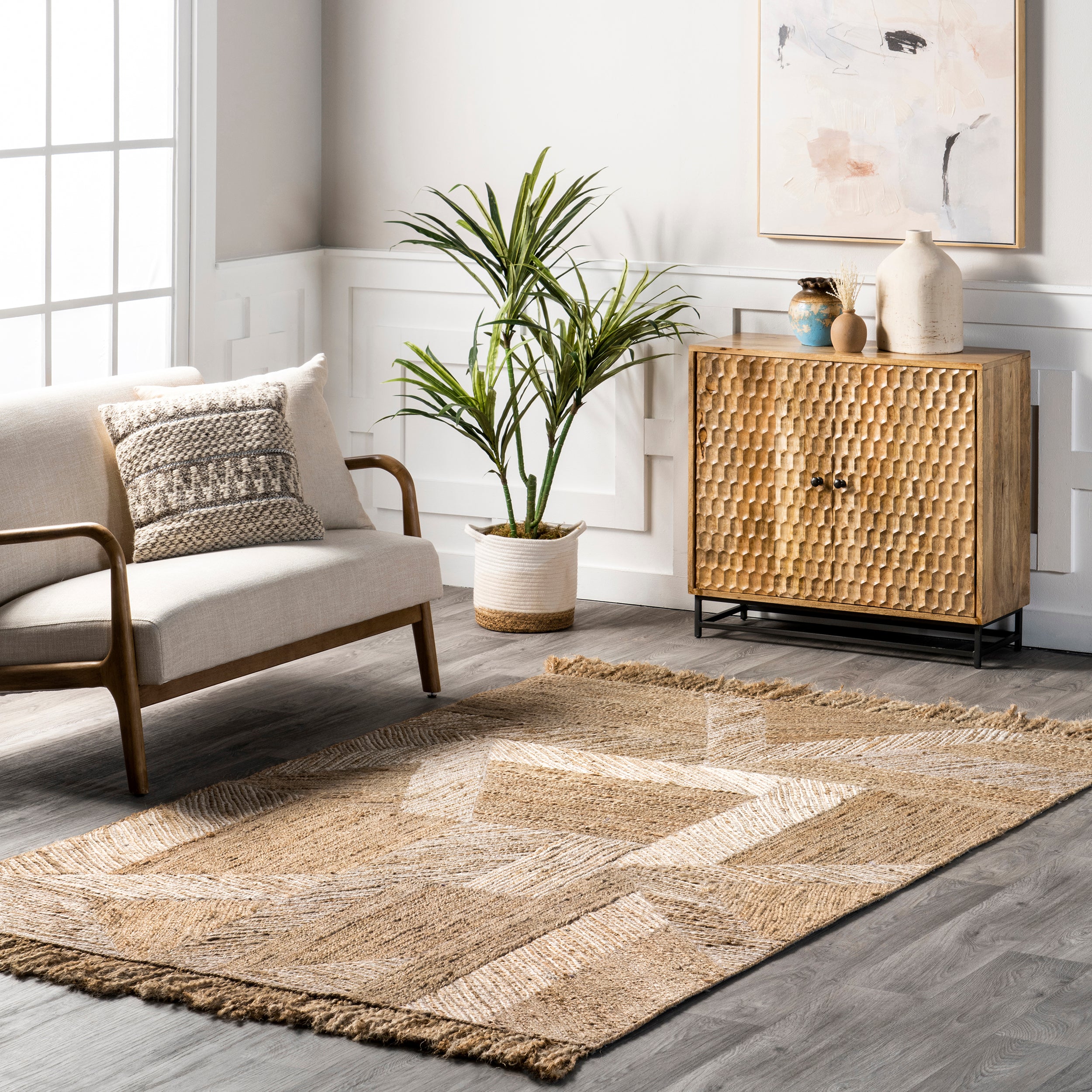 Davina Bohemian Tasseled Jute Area Rug - Image 2