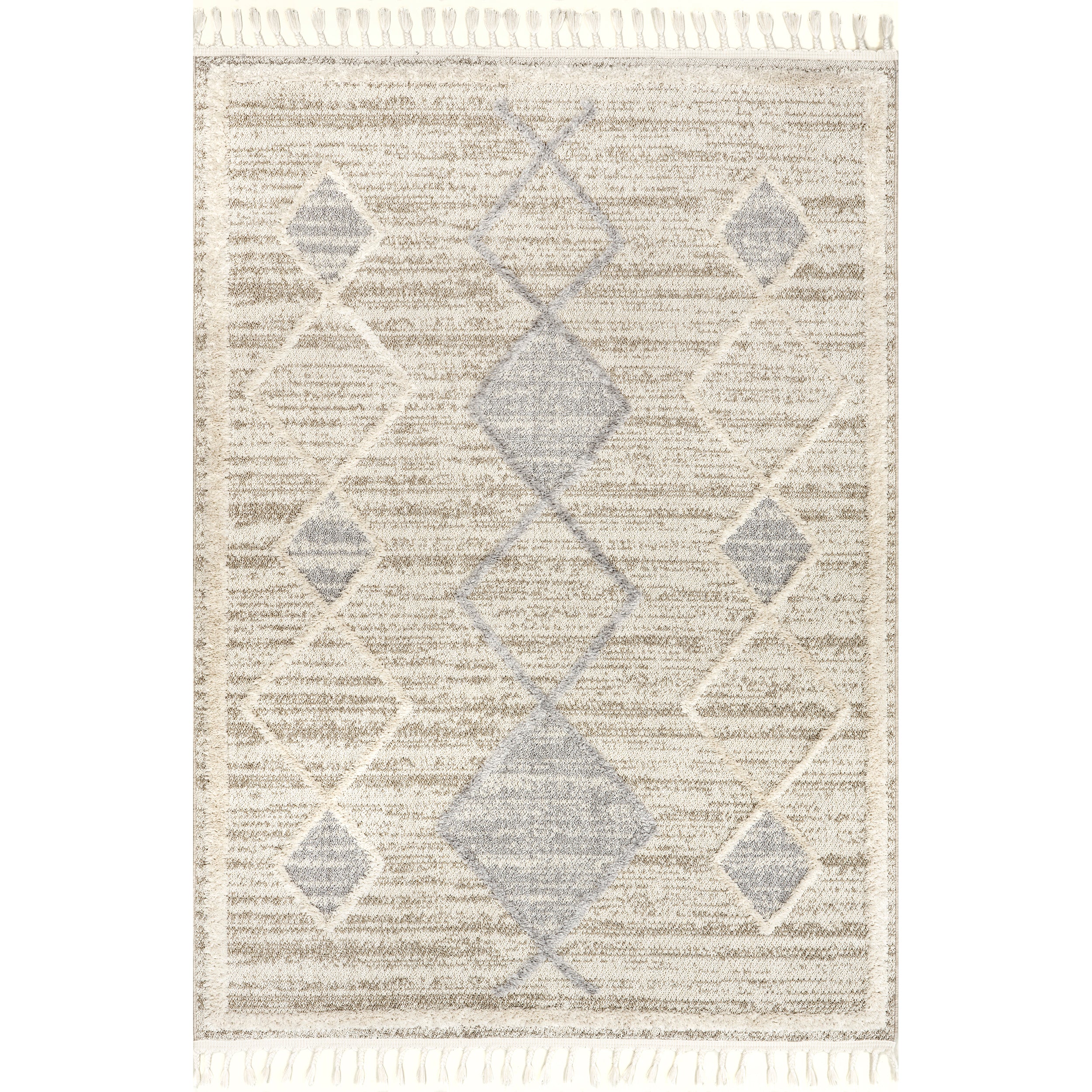 Blanche Moroccan Lattice Tasseled Area Rug