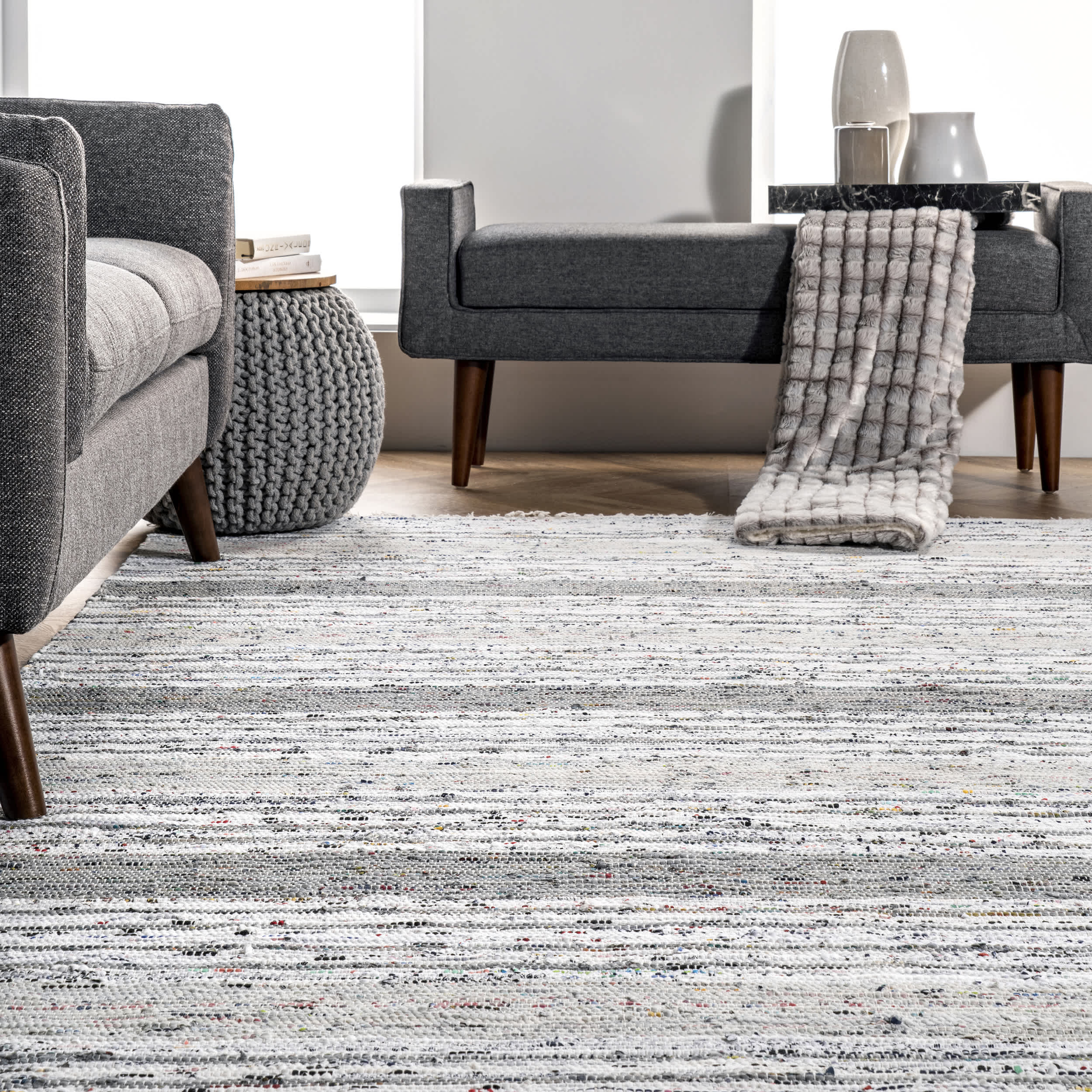 Seraphina Mottled Stipe Cotton Tassel Area Rug - Image 15