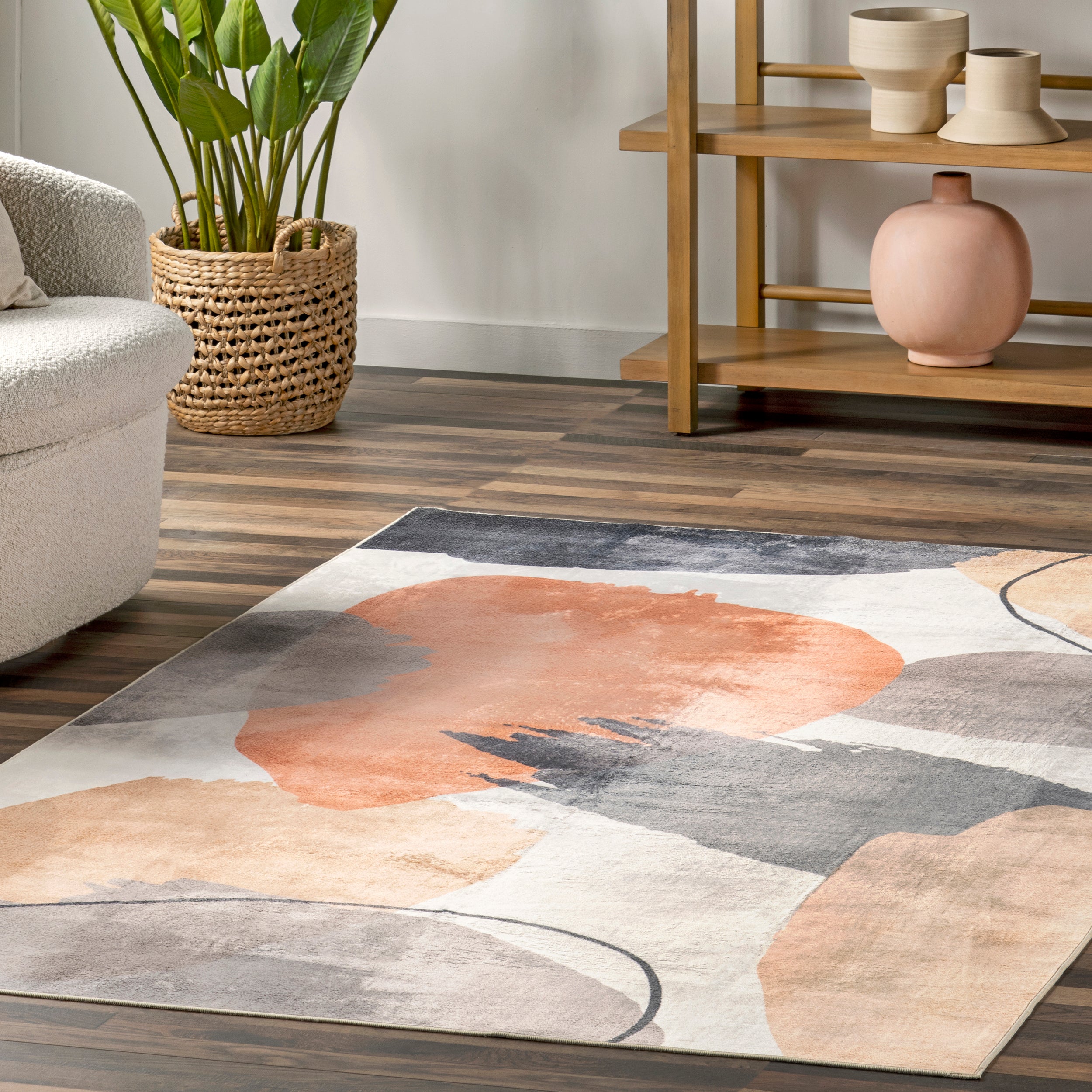 Sheree Abstract Watercolor Machine Washable Area Rug - Image 9