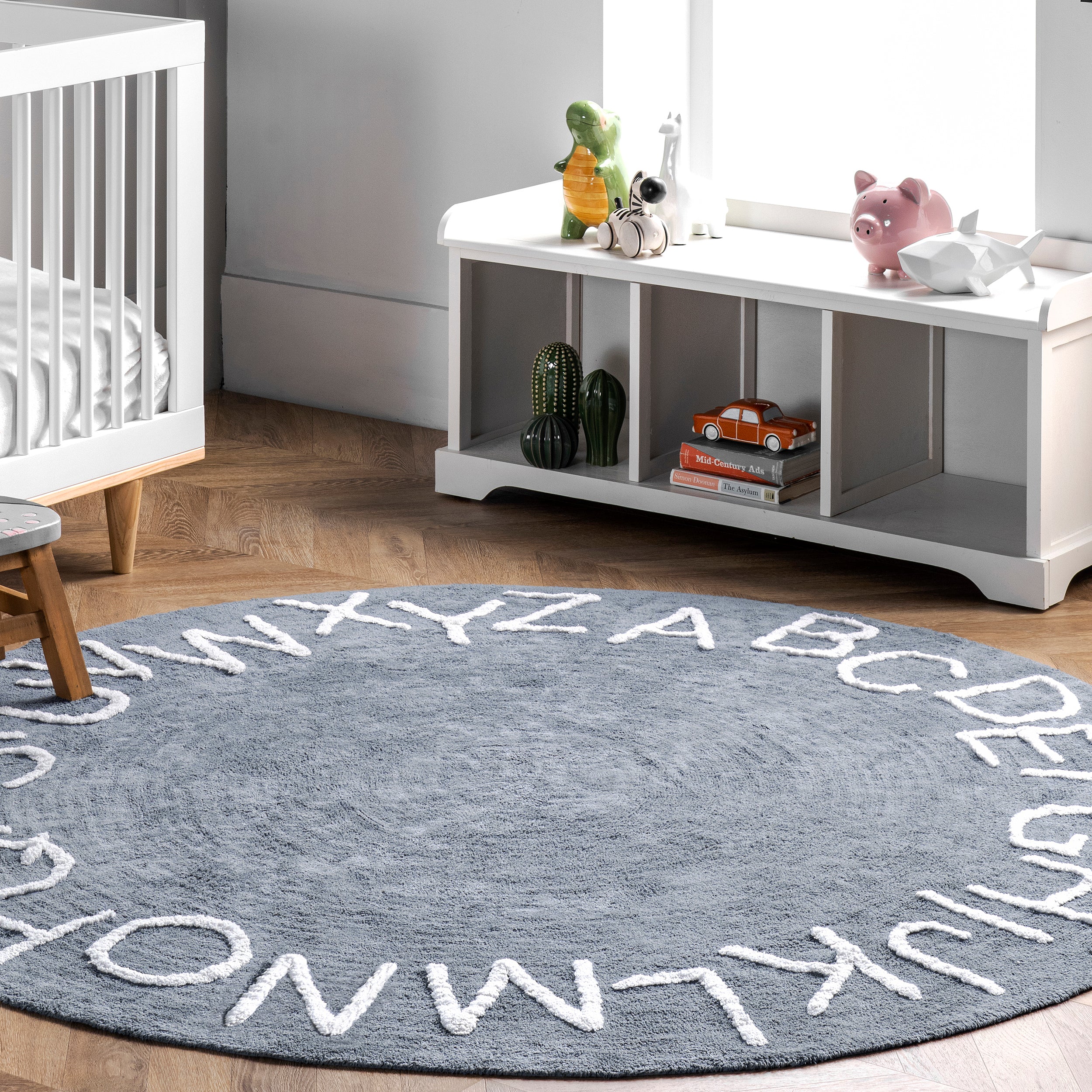 Kids Washable Round Alphabet Rug - Image 9