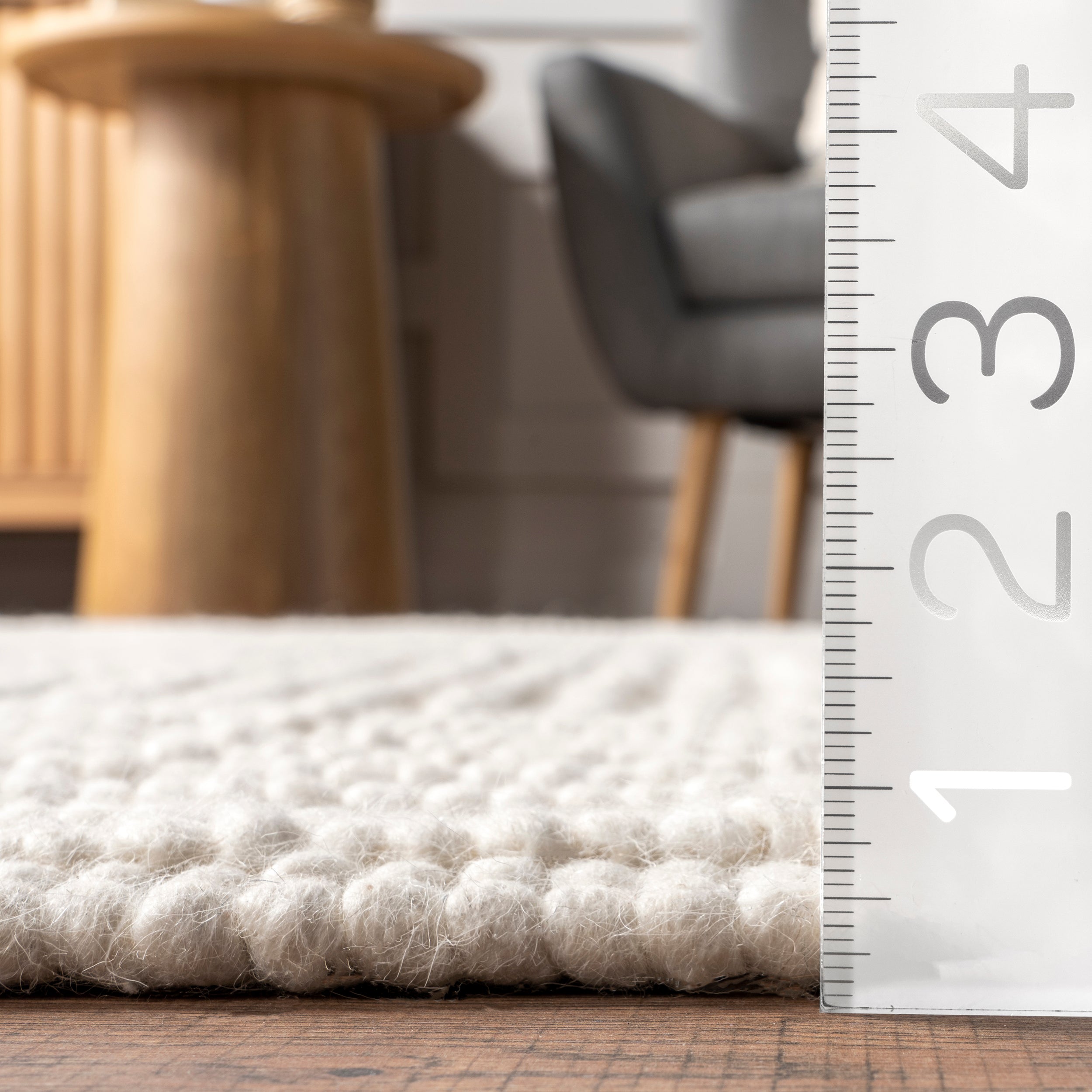 Dorene Contemporary High-Low Striped Wool Area Rug - Image 3