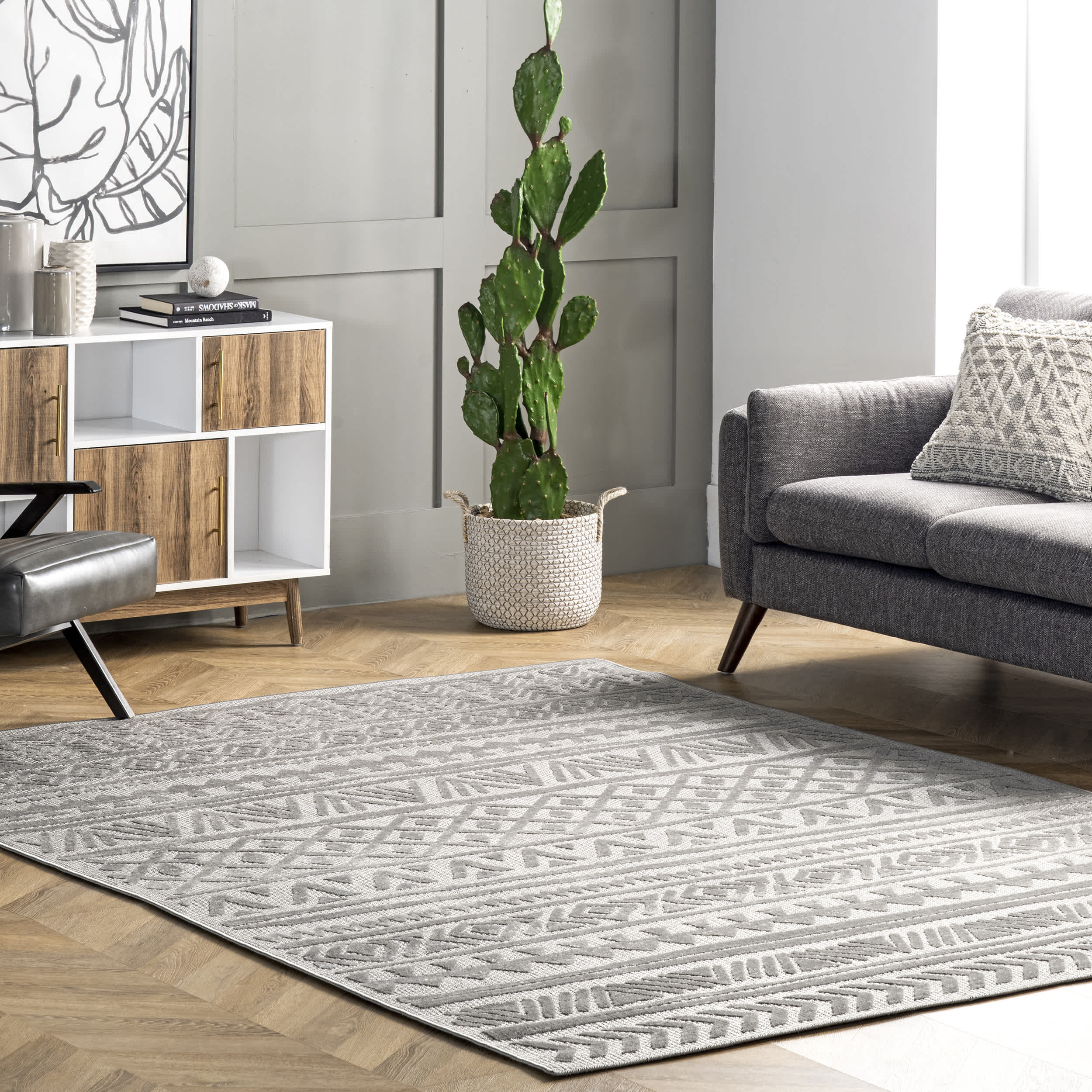 Mikala Raised Tribal Indoor/Outdoor Area Rug - Image 2