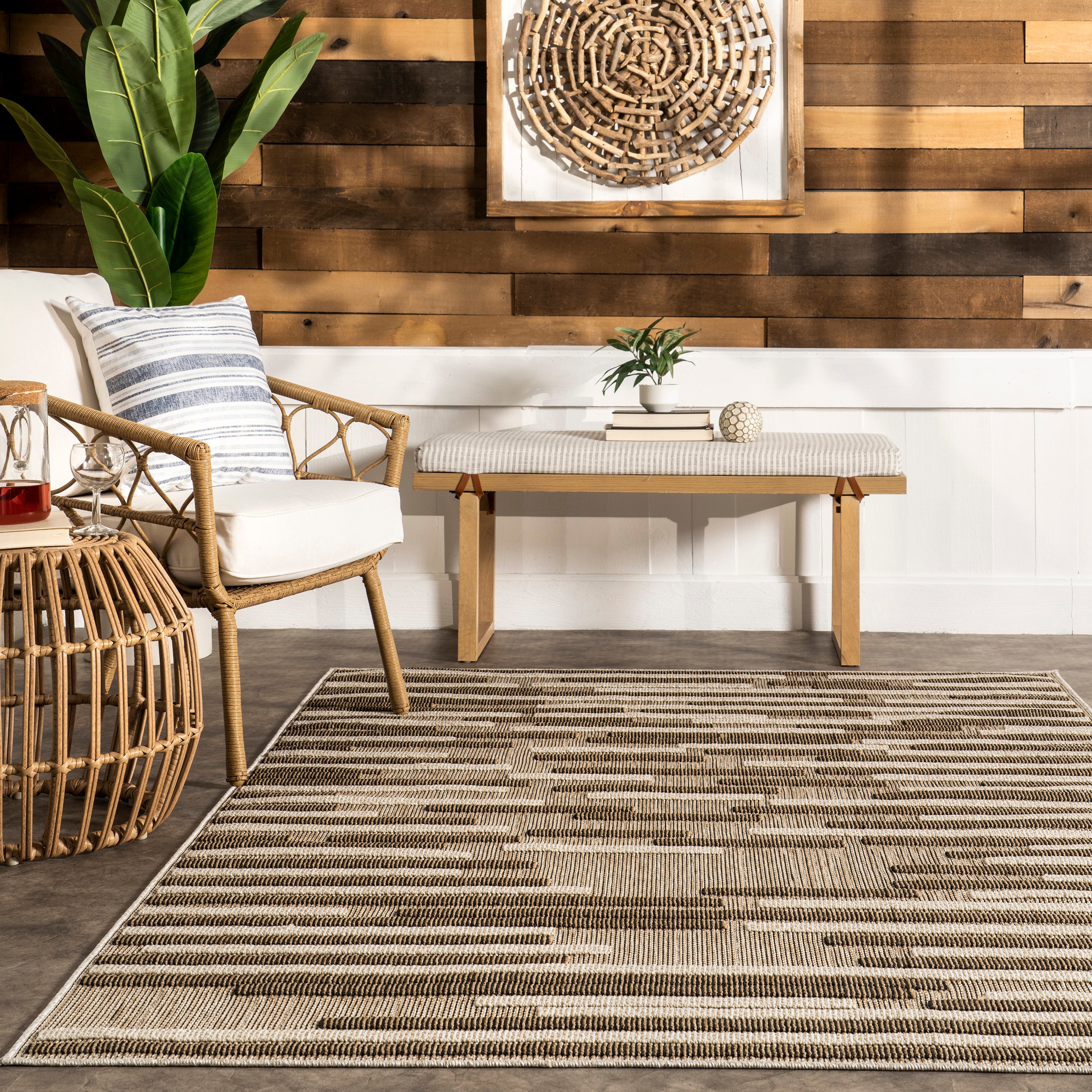 Shana Neutral Striped Indoor/Outdoor Area Rug - Image 8
