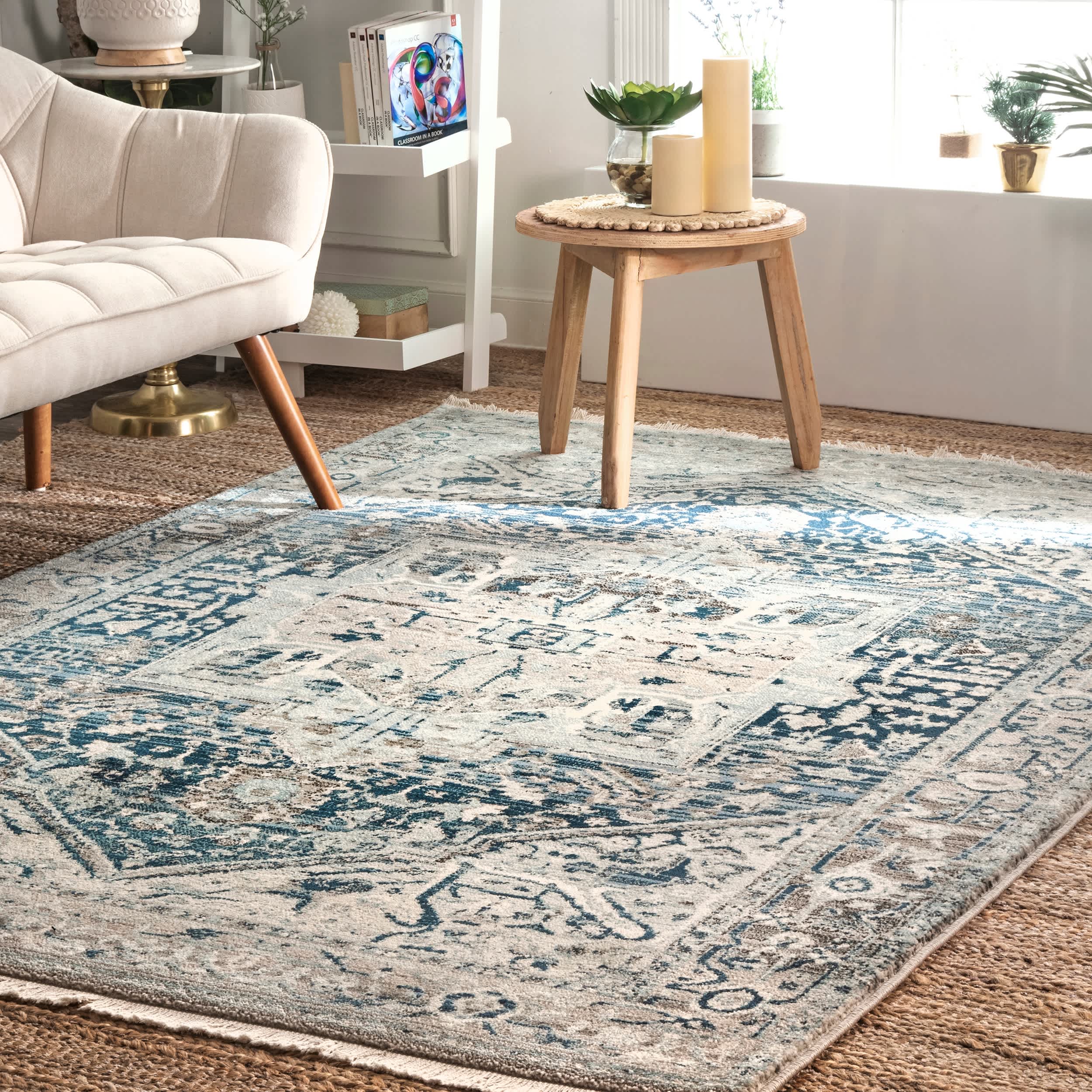 Vintage Harriet Medallion Fringe Area Rug - Image 2