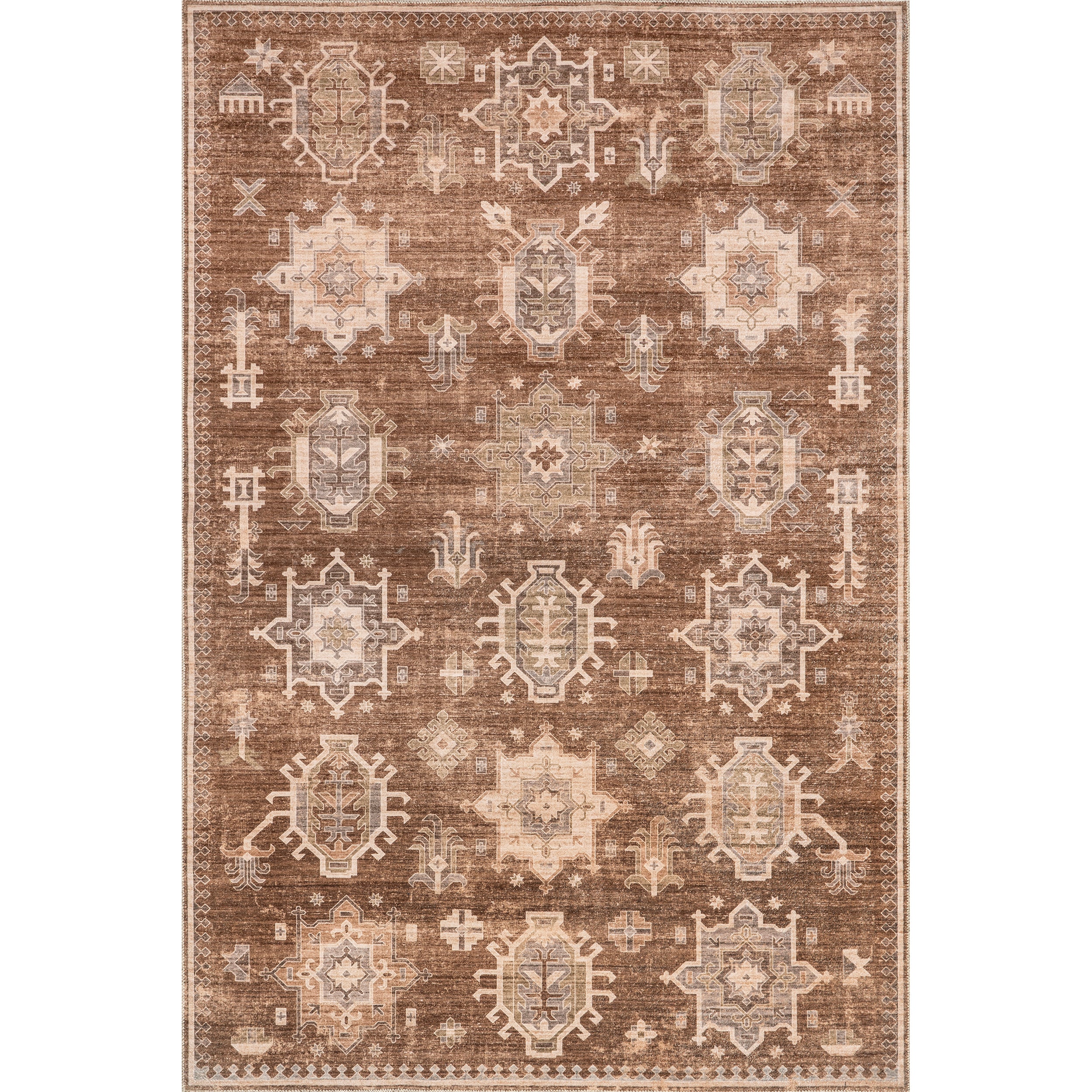 Avalon Multi Medallion Machine Washable Area Rug