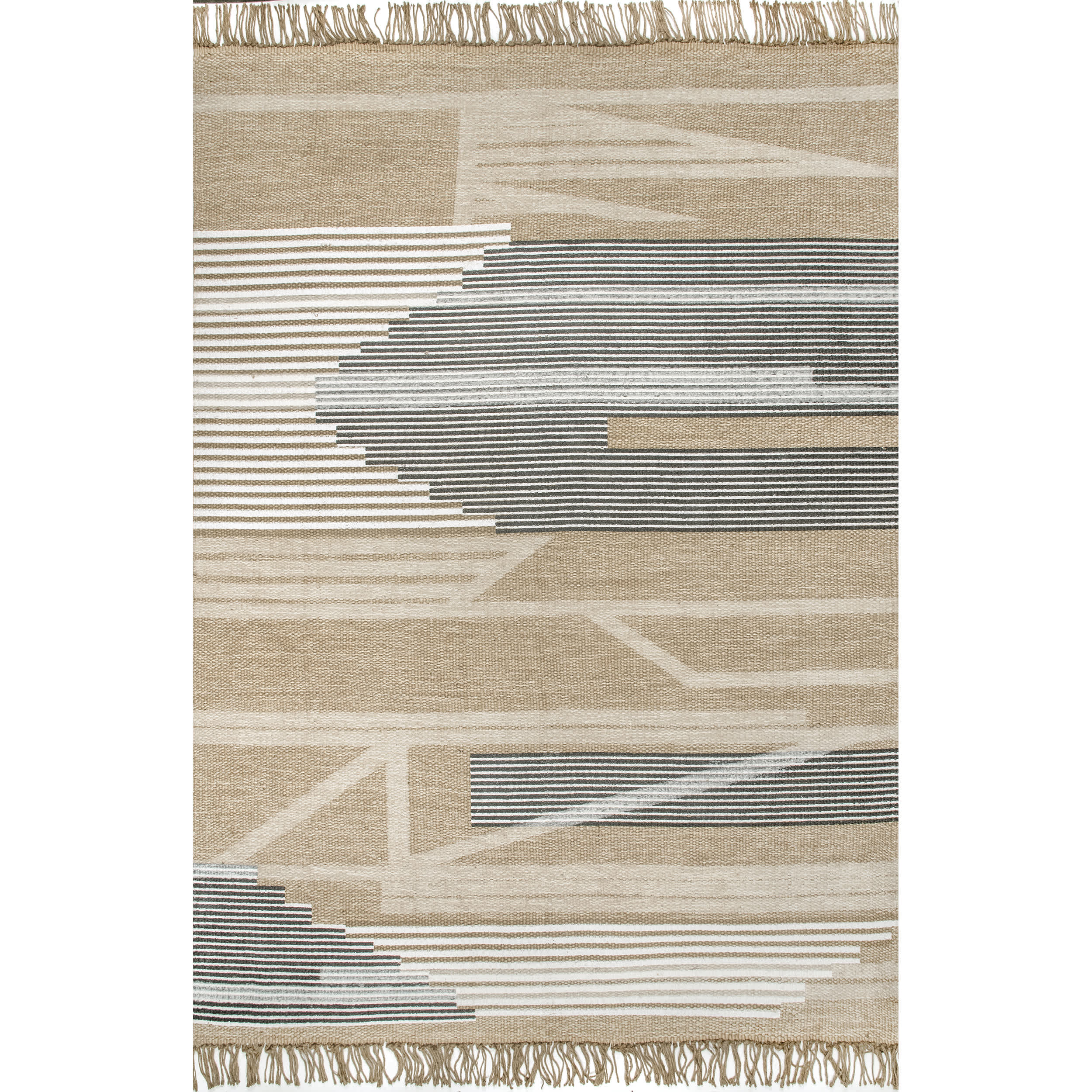 Vida Hand Woven Abstract Jute Tassel Area Rug