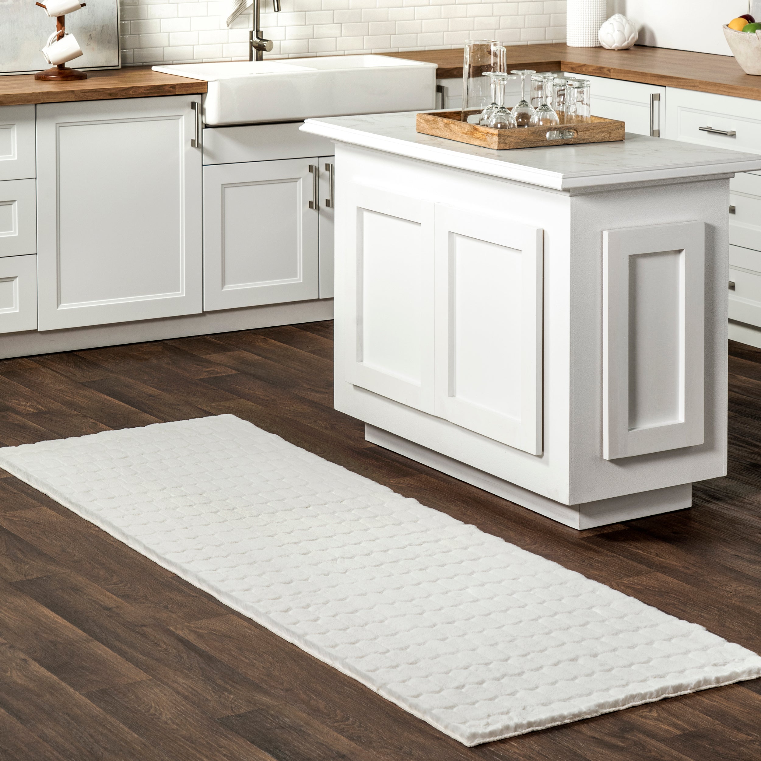 Nia Tile Faux Rabbit Machine Washable Area Rug - Image 10