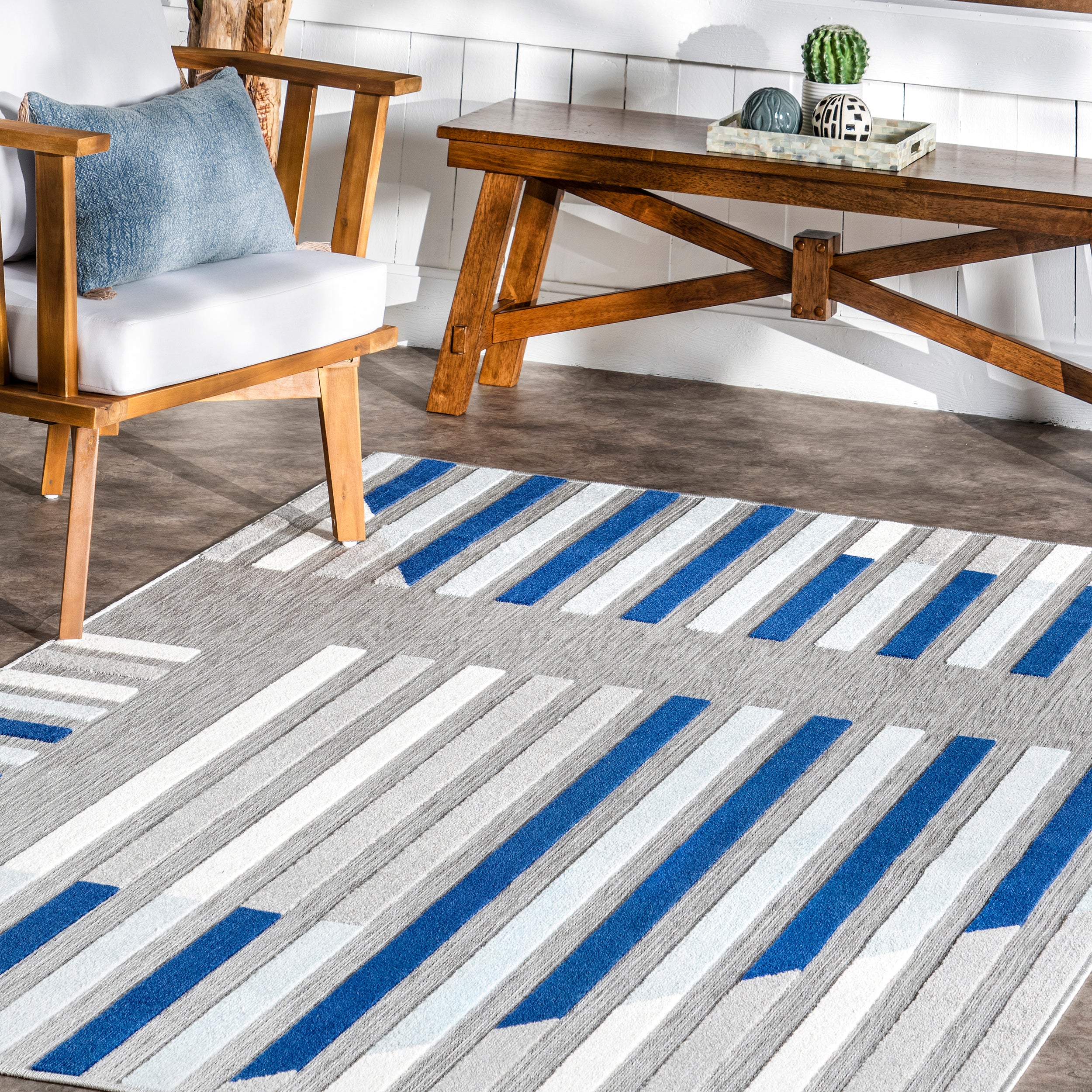 Adali Contemporary Striped Indoor/Outdoor Area Rug - Image 9