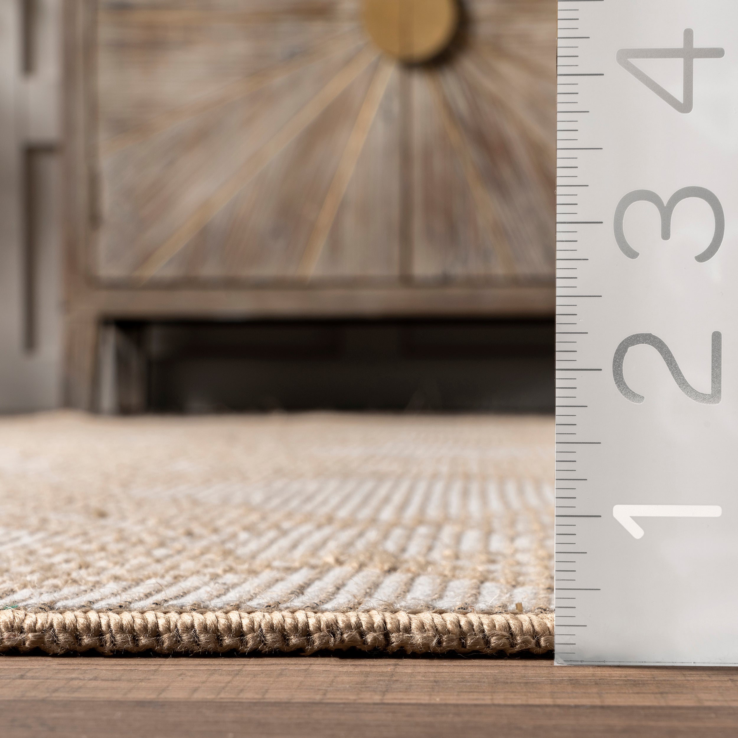 Geometric Trellis Jute Fringe Area Rug - Image 3
