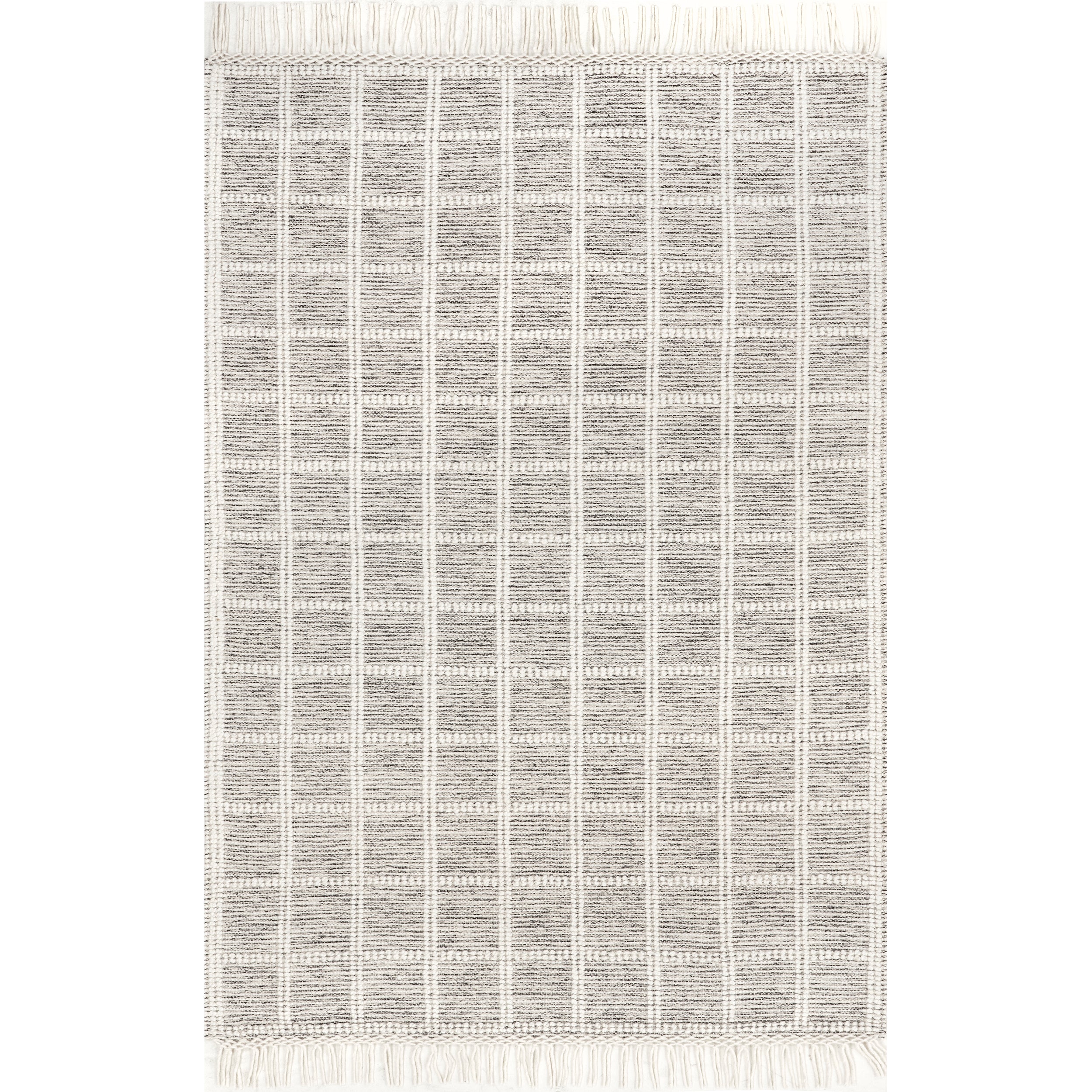 Huia Casual Striped Wool Blend Tassel Area Rug