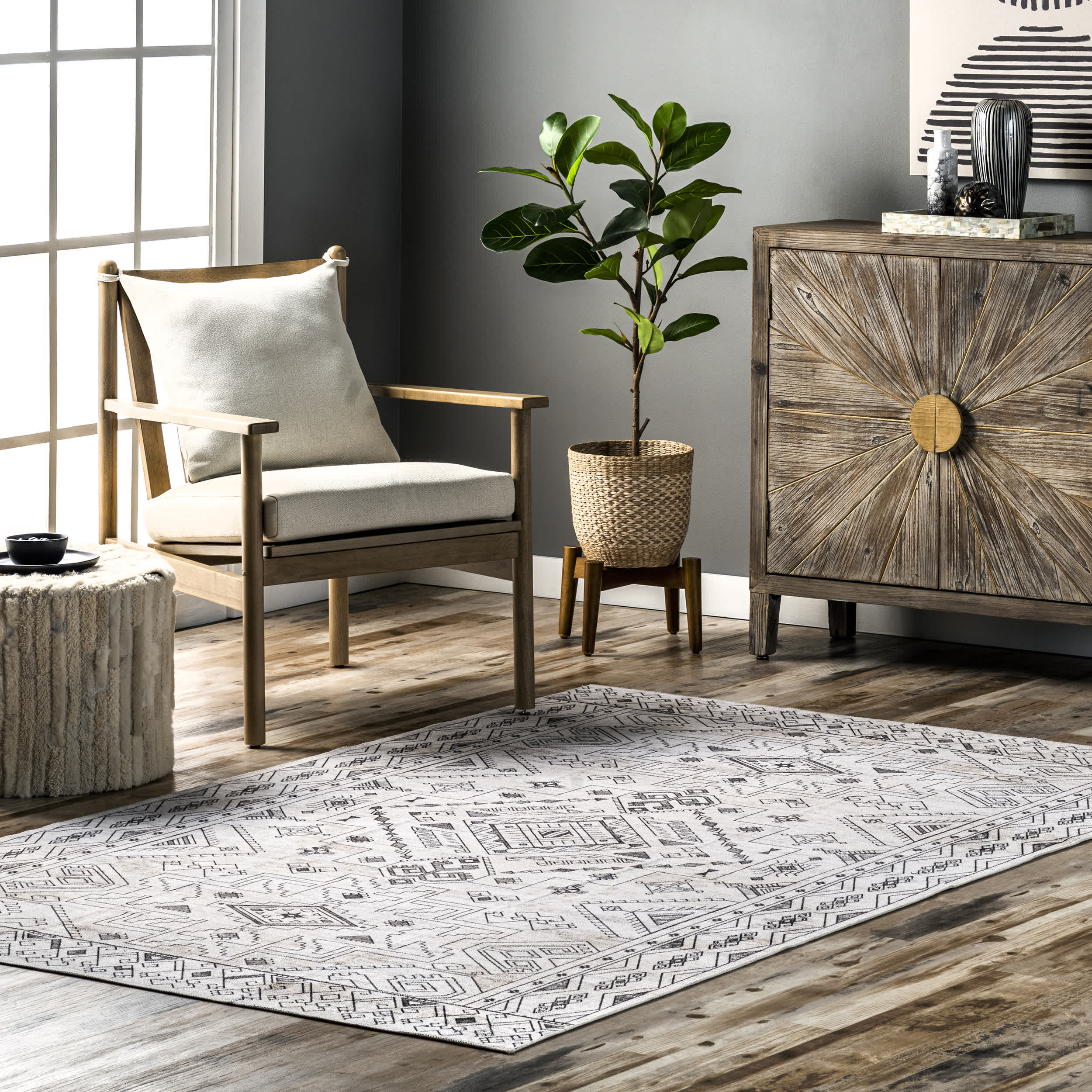Marley Geometric Bordered Area Rug - Image 2
