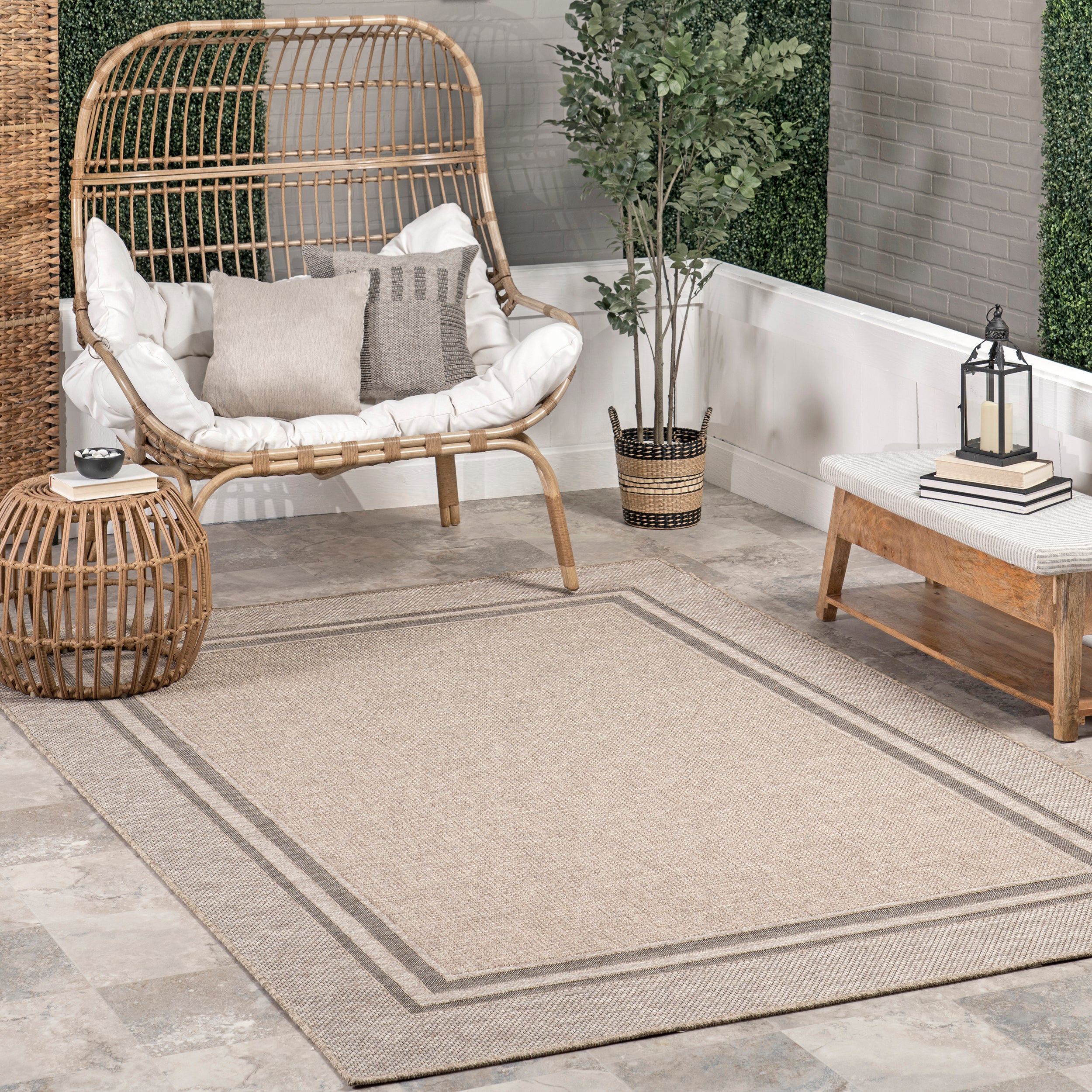 Inaya Casual Bordered Indoor/Outdoor Area Rug - Image 2