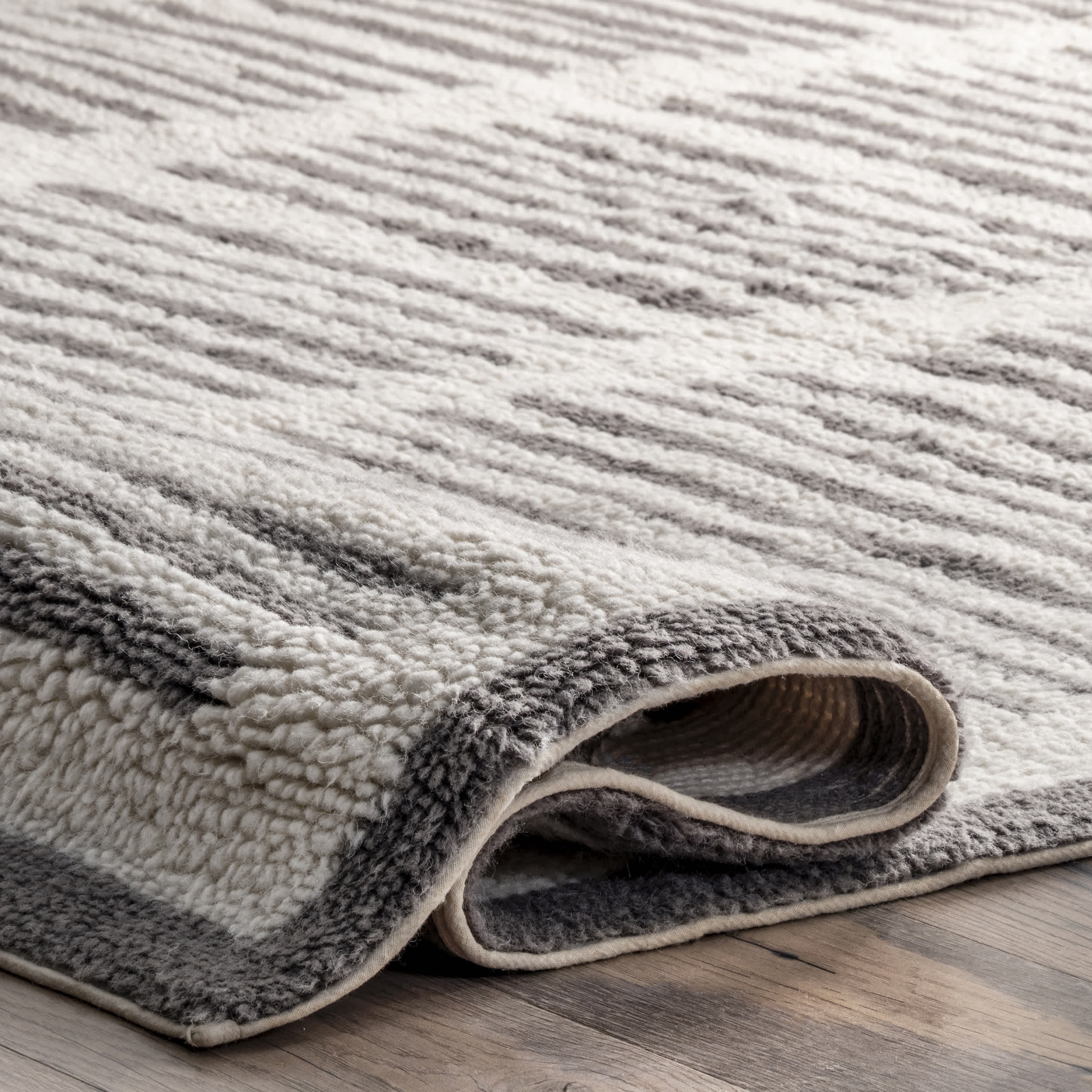 Paneled Pinstripes Wool Washable Area Rug - Image 4