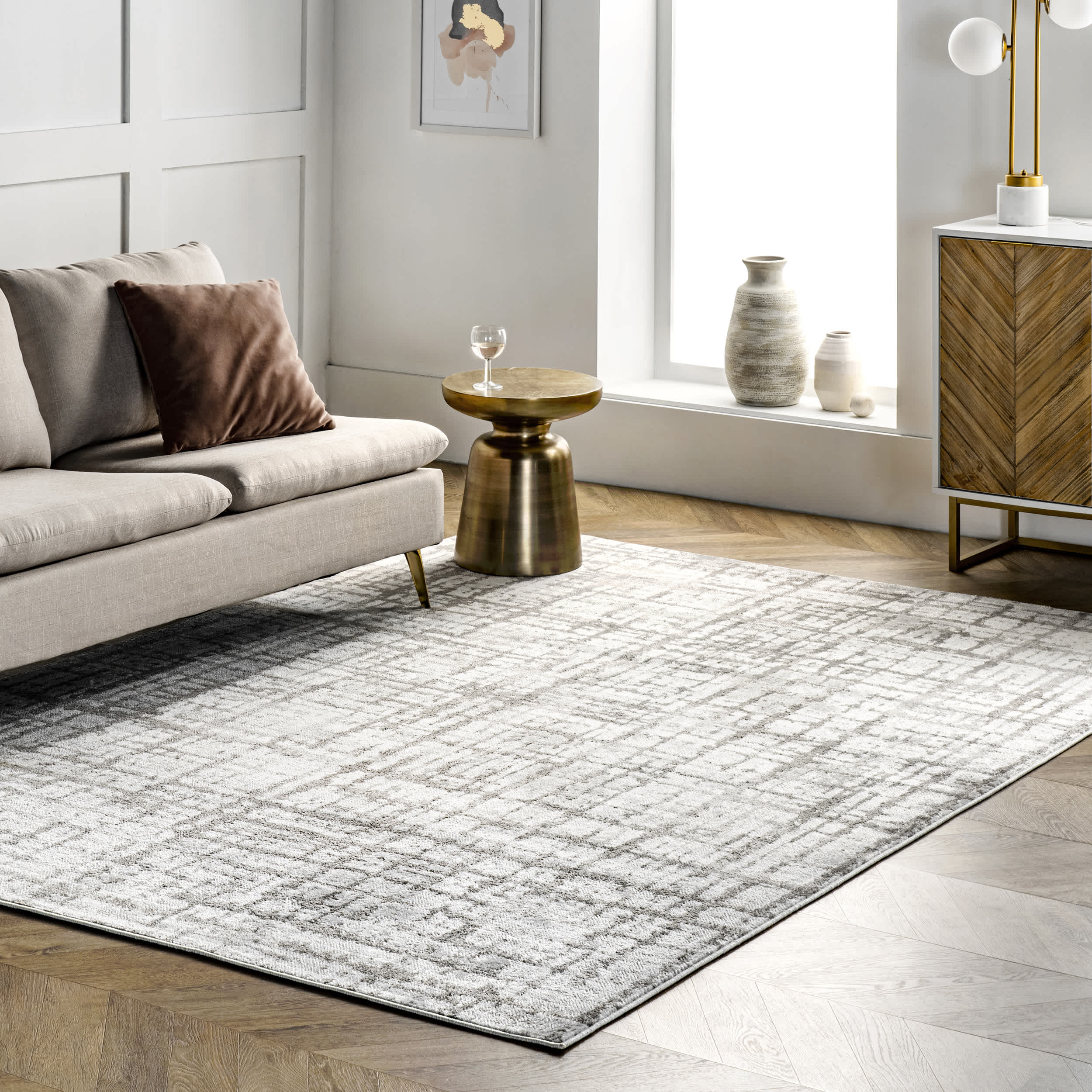 Annie Modern Crosshatch Abstract Area Rug - Image 2