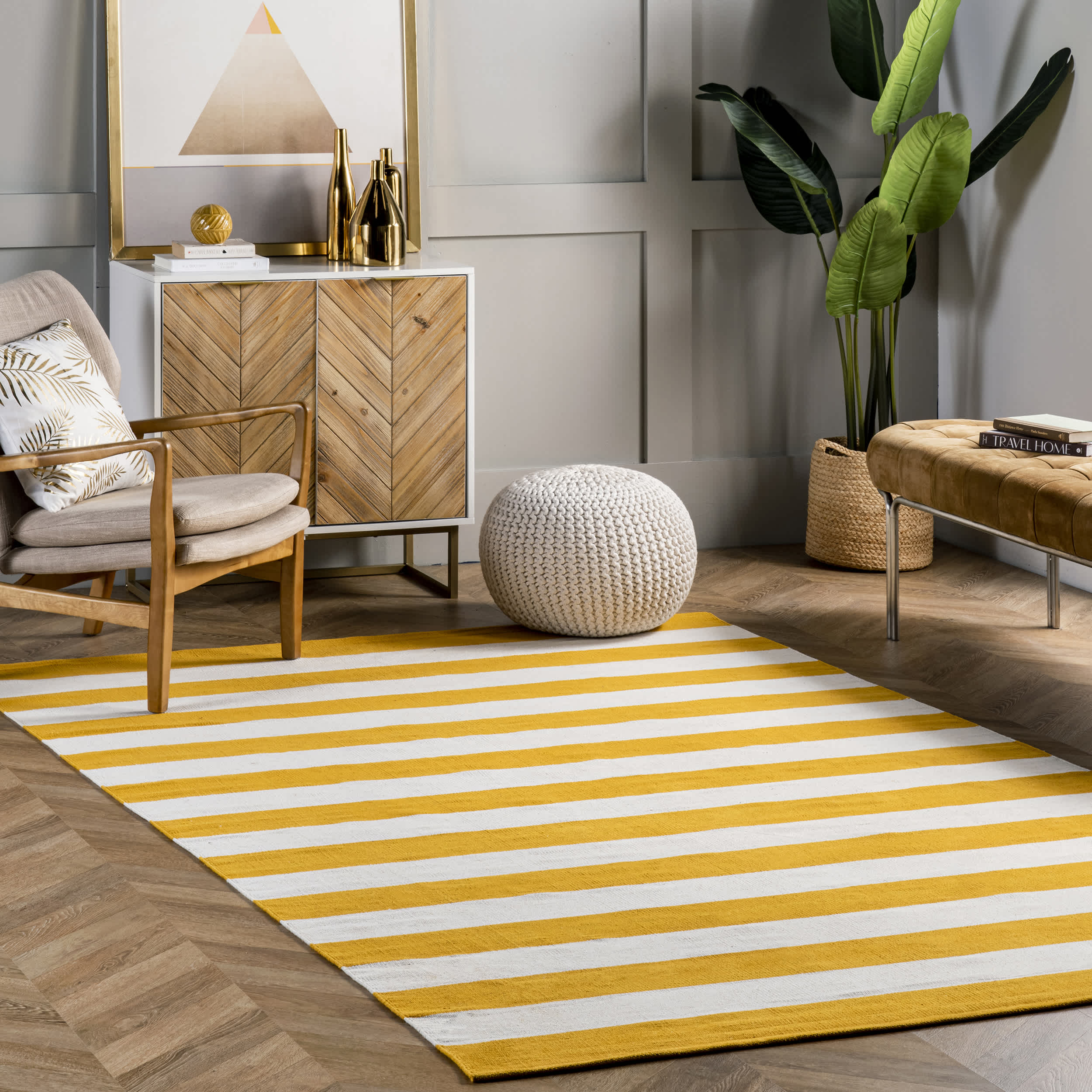 Gracen Cotton Stripe Area Rug - Image 2