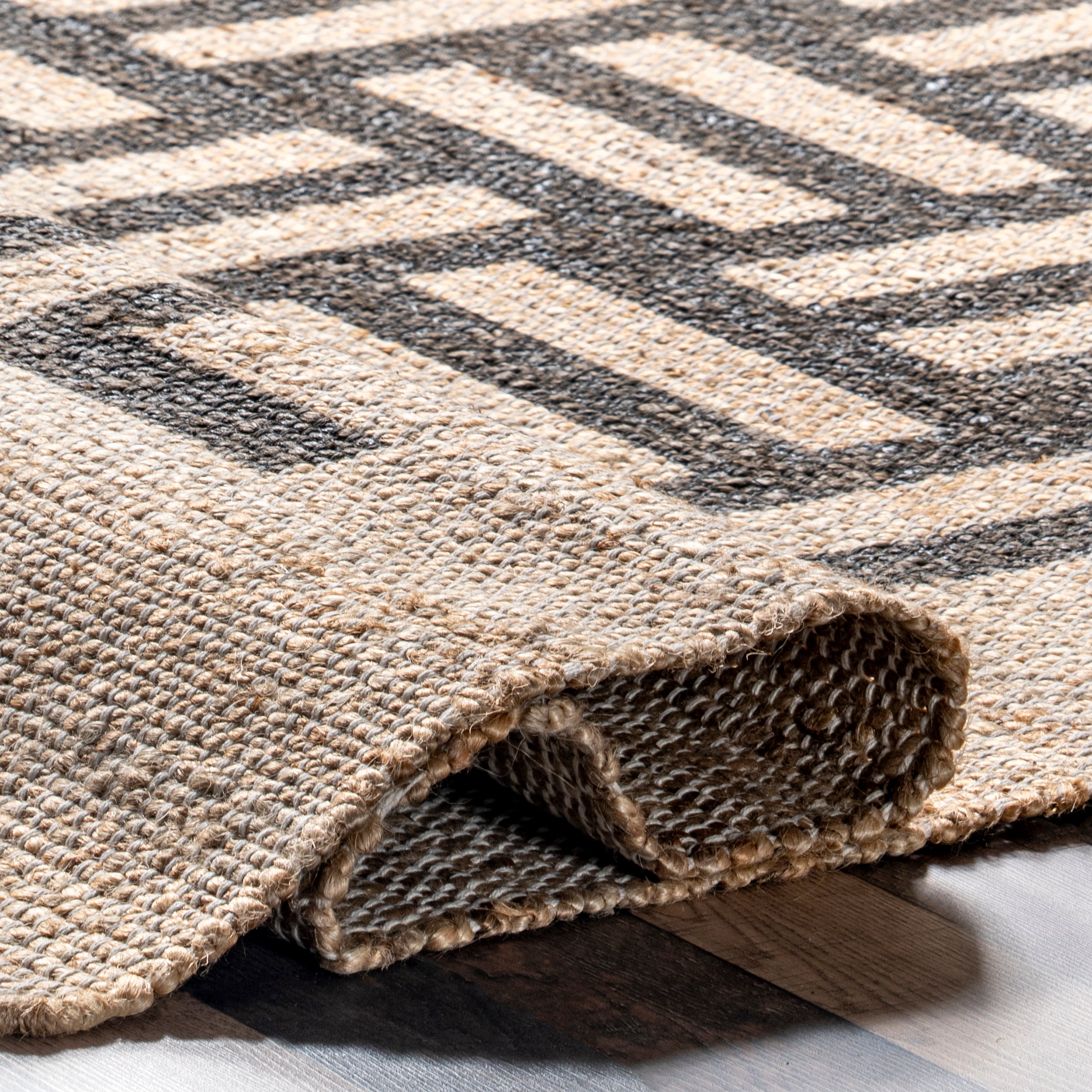 Saskia Woven Stripes Jute Area Rug - Image 4