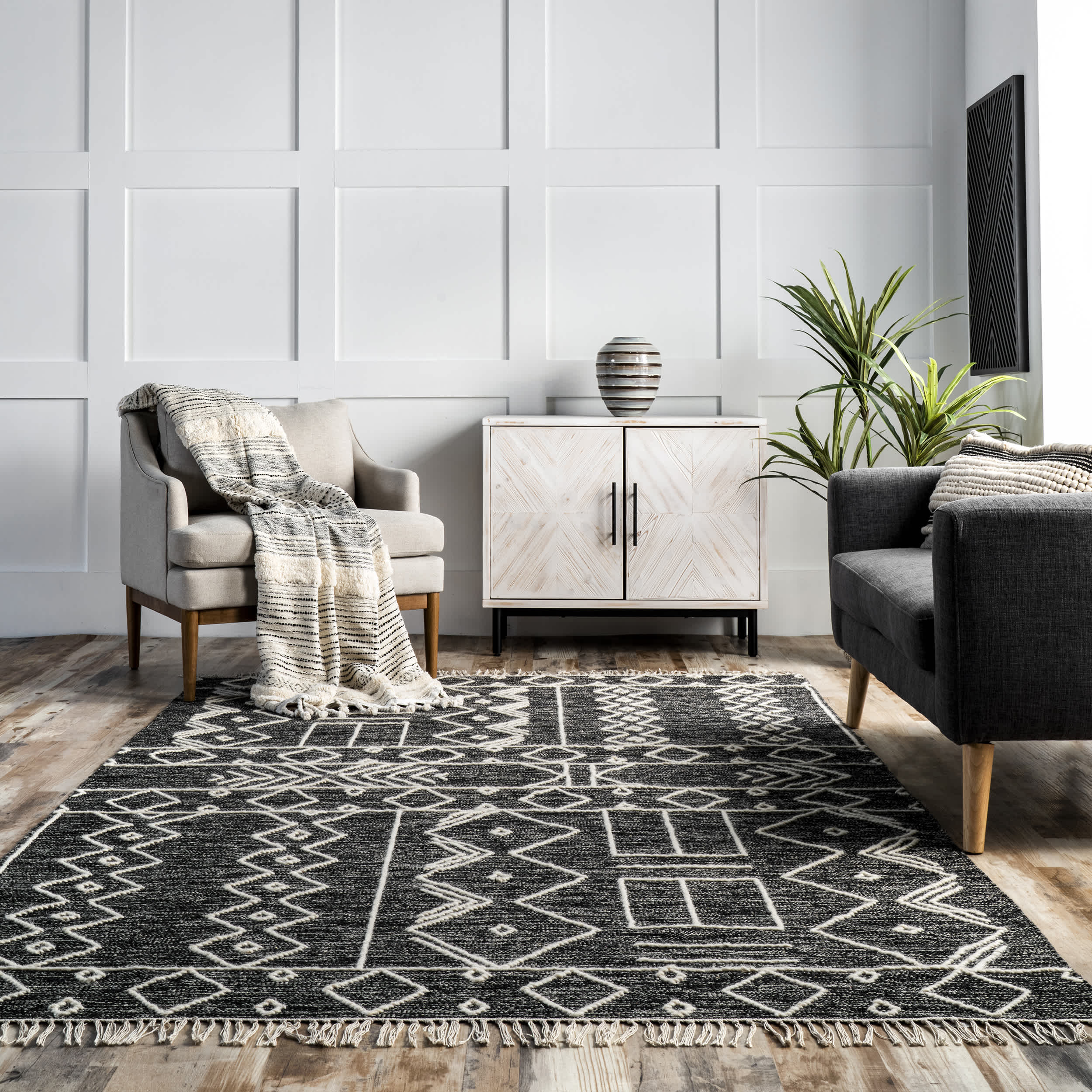 Cassie Cotton Flatweave Tribal Tassel Area Rug - Image 8