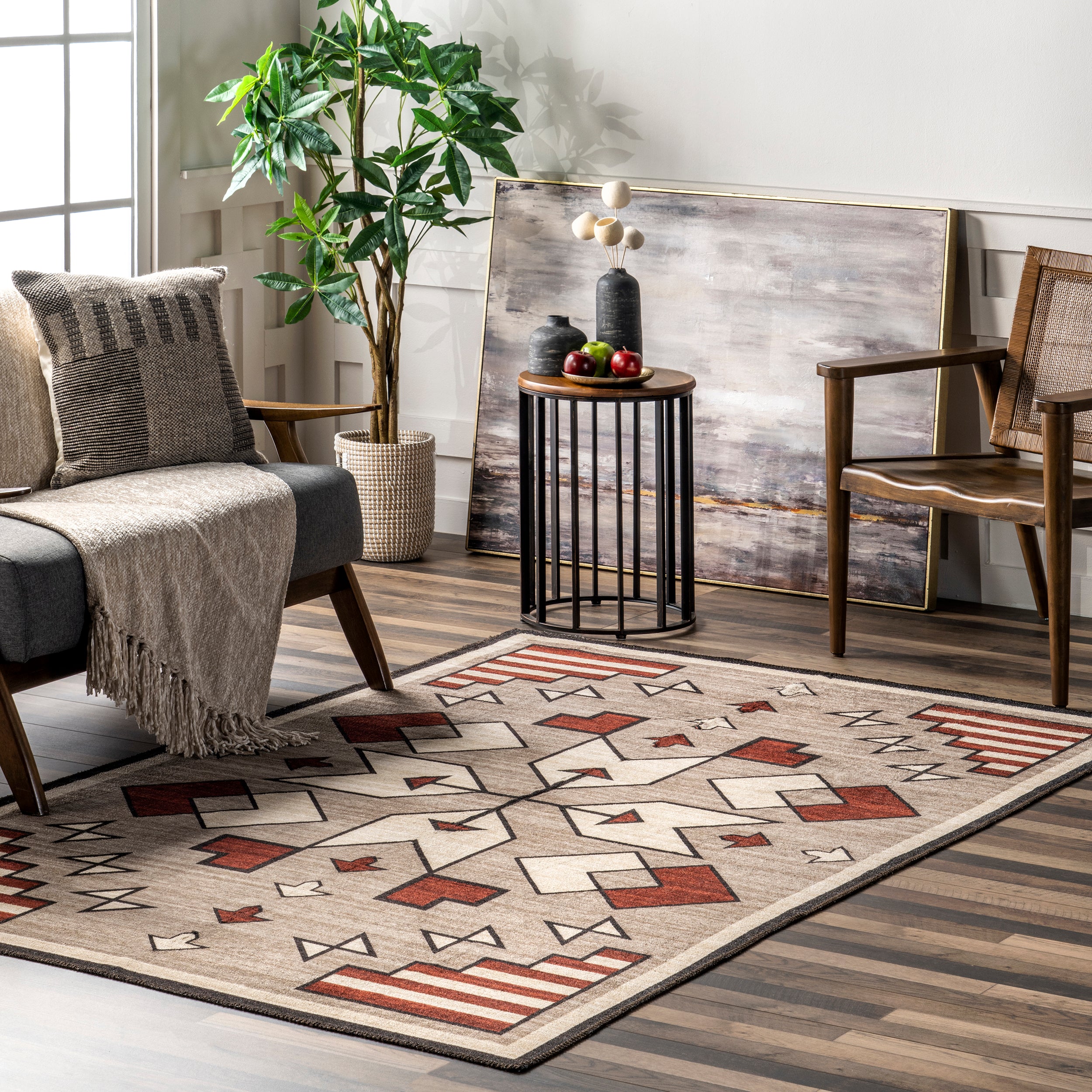 Petra Boho Arrows Machine Washable Area Rug - Image 11