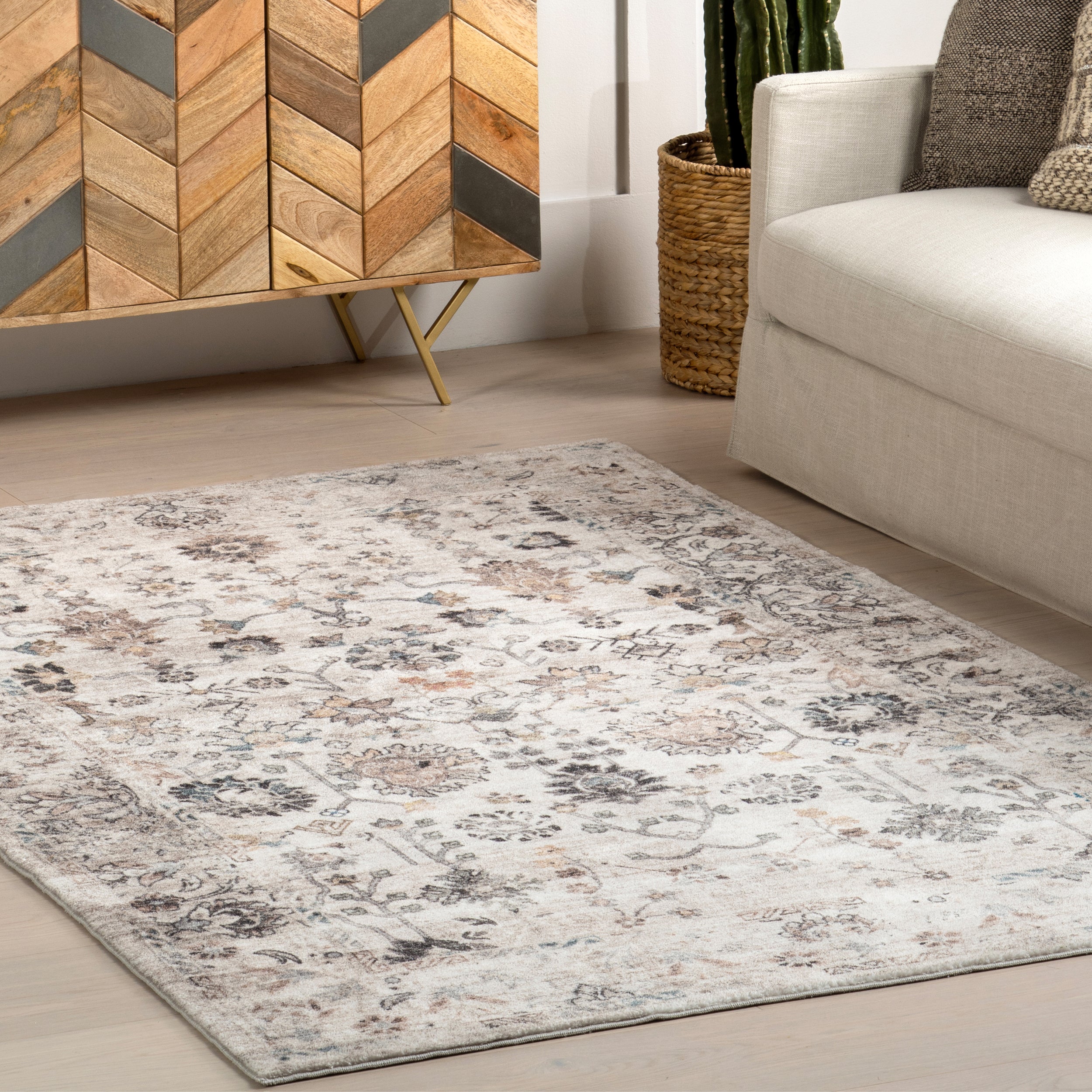 Ashby Floral Medallion Machine Washable Area Rug - Image 9