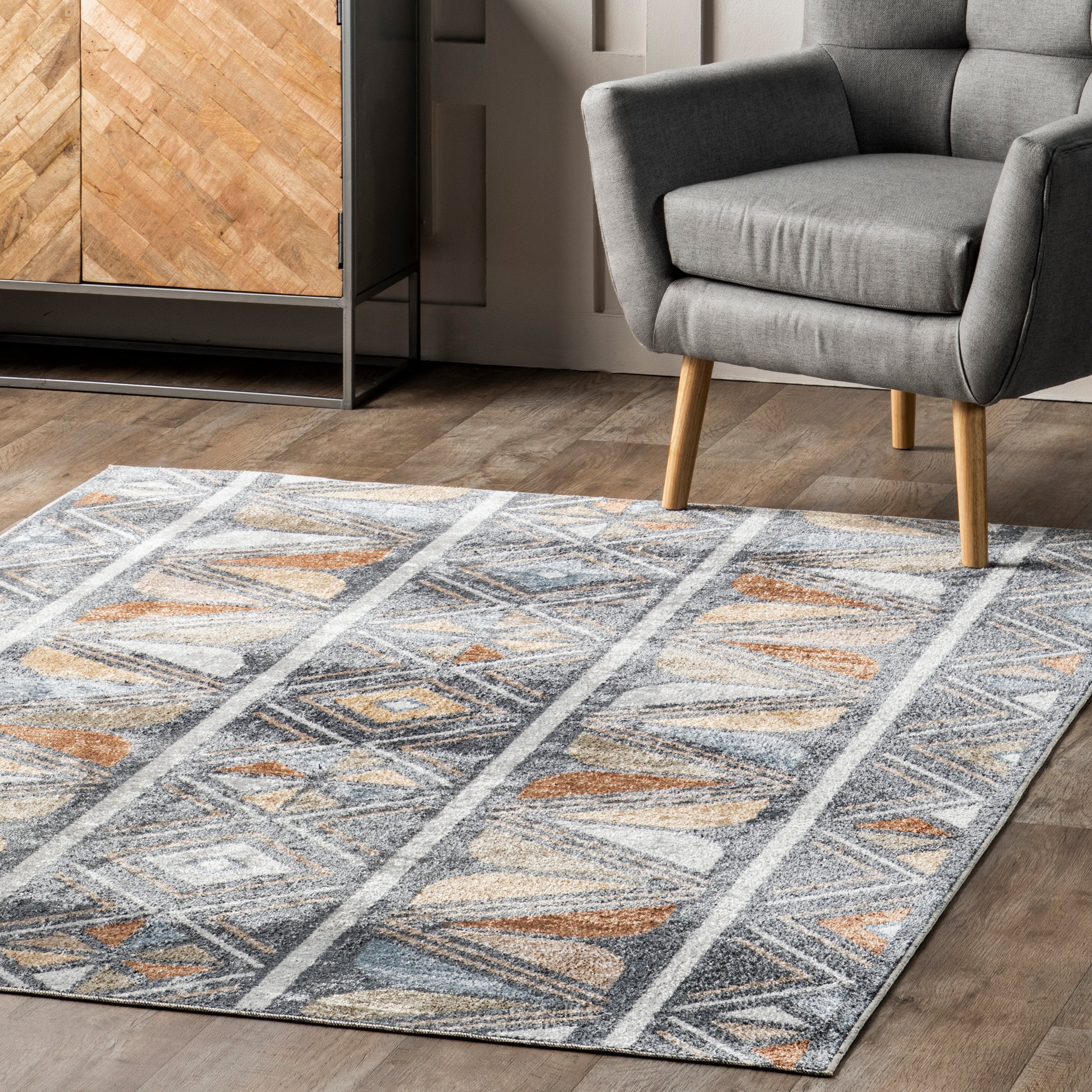 Dolina Tribal Stripes Machine Washable Area Rug - Image 9
