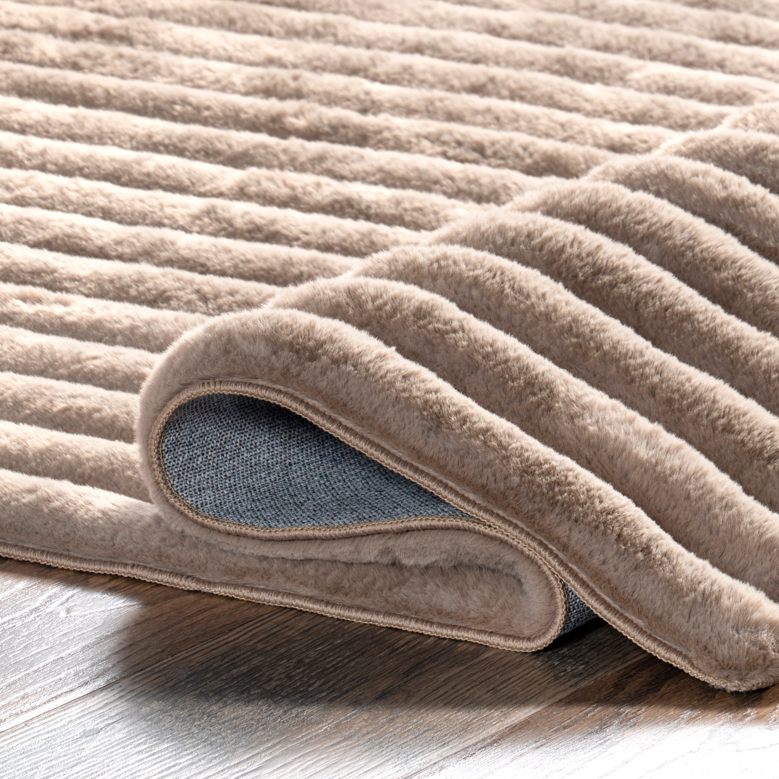 Kai Stripe Faux Rabbit Machine Washable Area Rug - Image 24