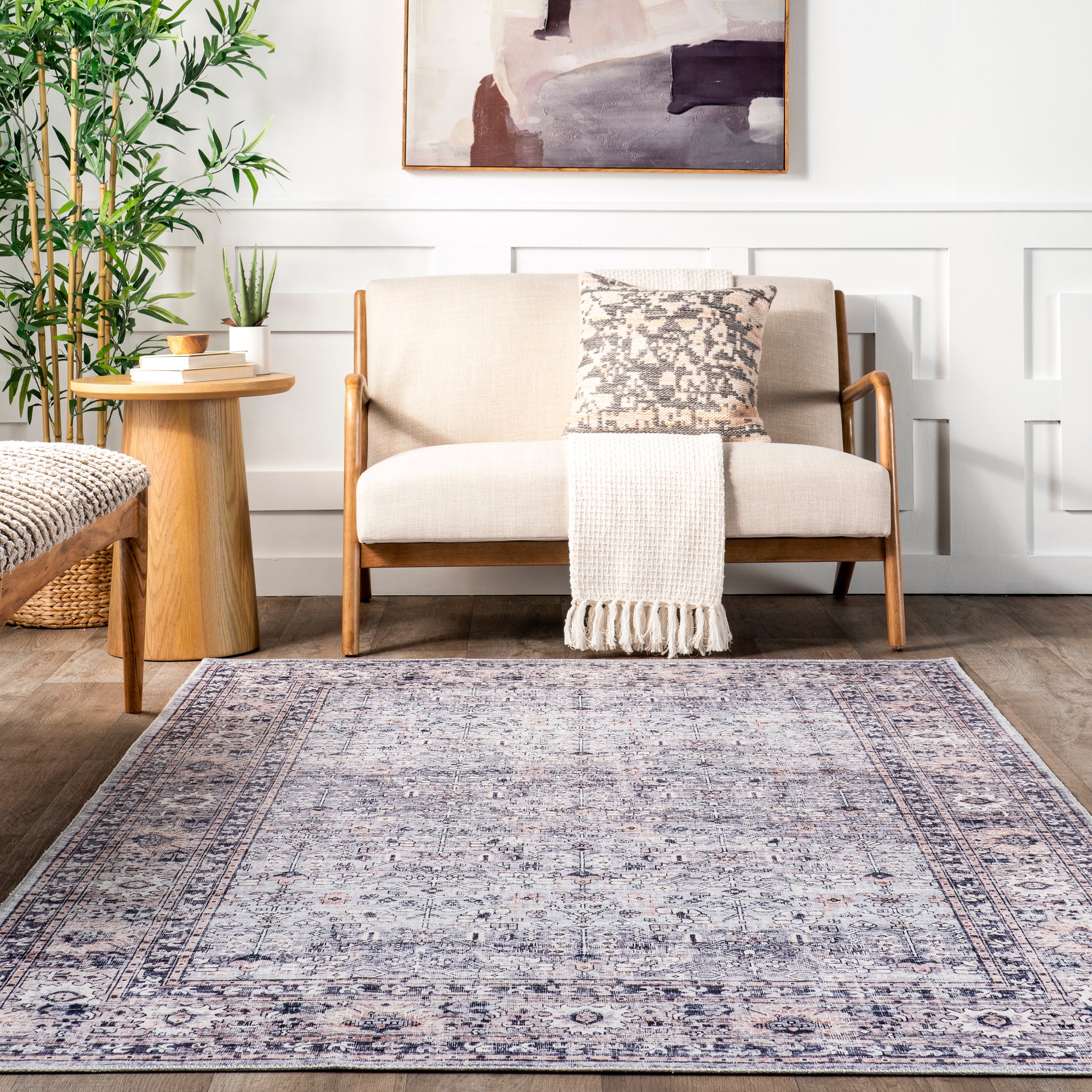 Indy Vintage Stain-Resistant Machine Washable Area Rug - Image 8