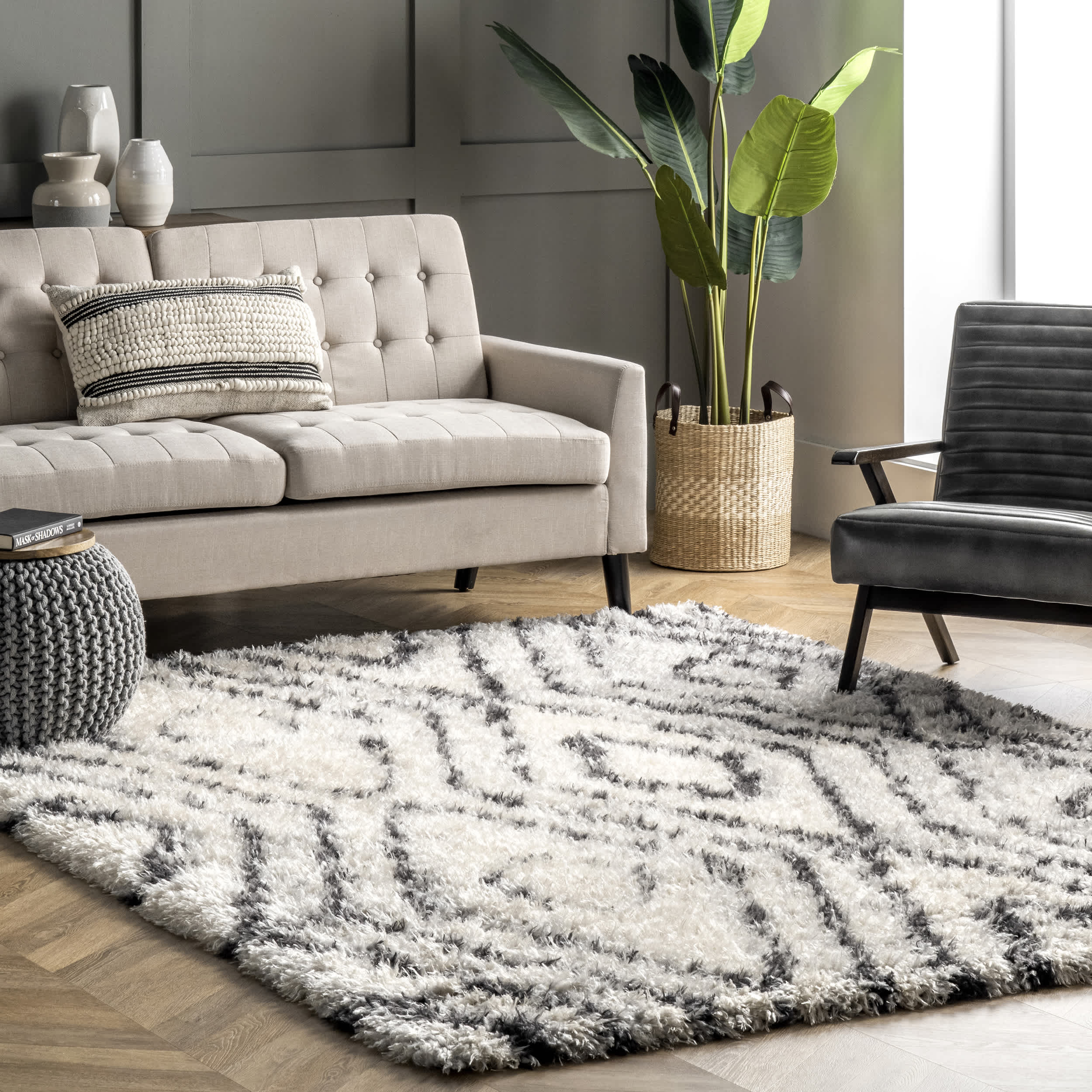 Bristowe Diamond Cozy Soft & Fluffy Shag Area Rug - Image 2