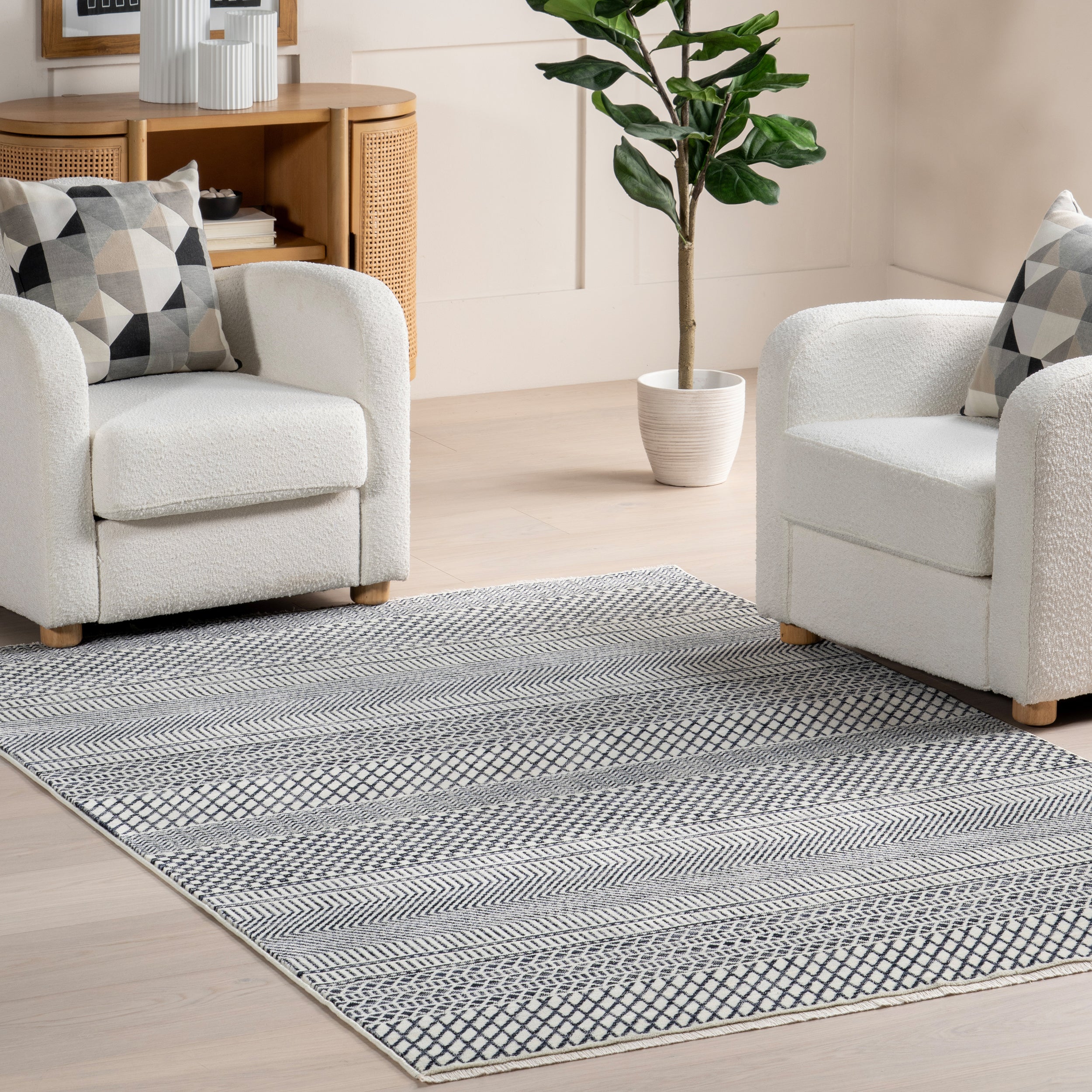 Lavender Geometric Fringe Area Rug - Image 11