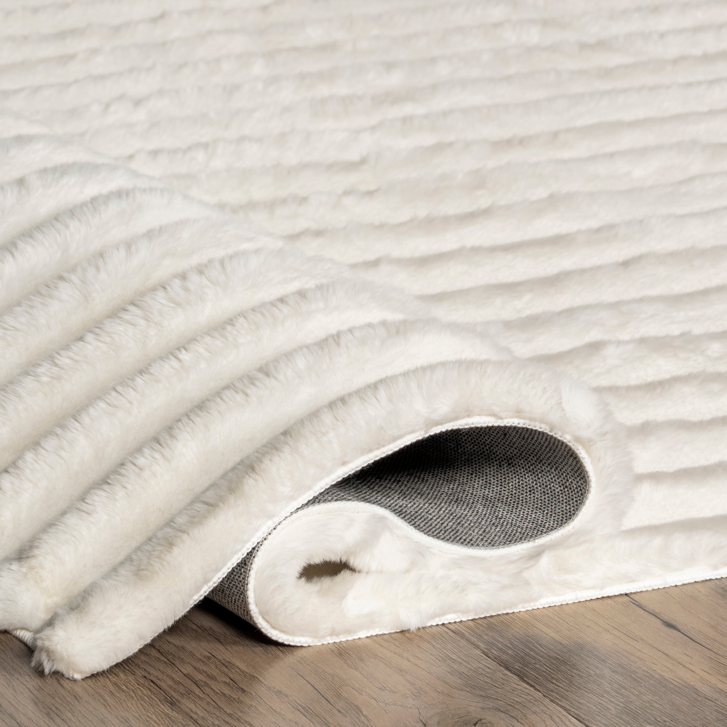 Kai Stripe Faux Rabbit Machine Washable Area Rug - Image 4