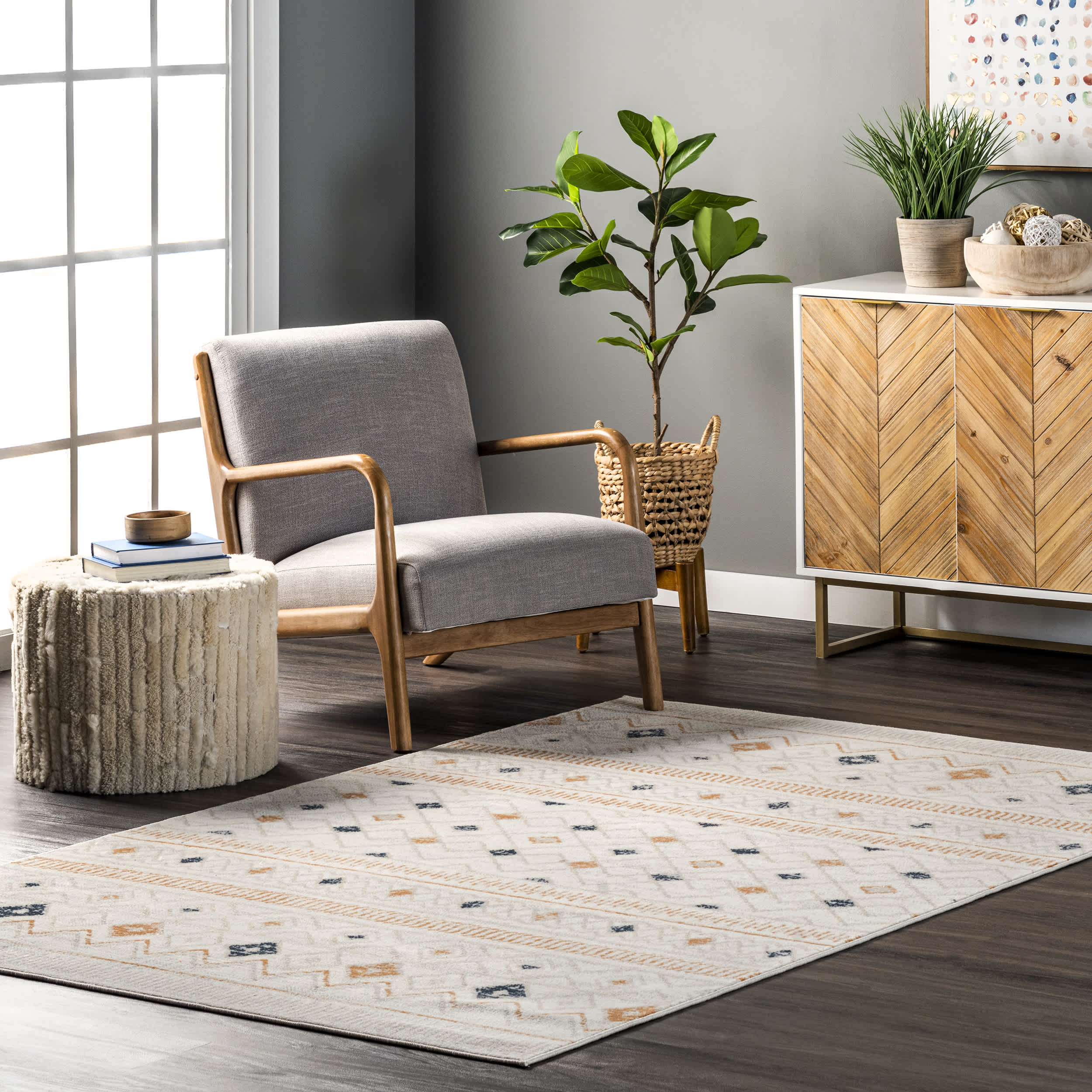 Sevanna Distressed Tribal Trellis Area Rug - Image 2