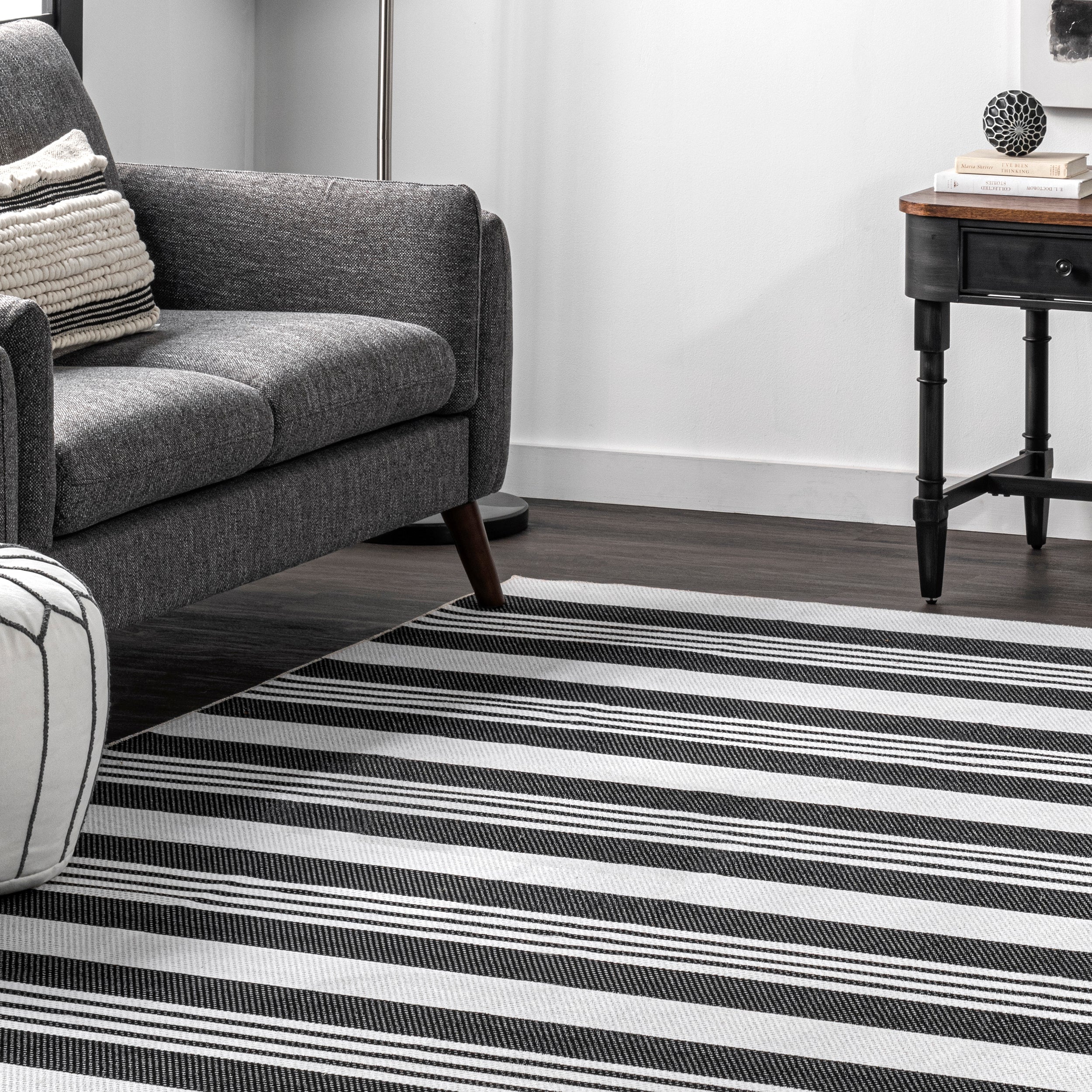 Lena Machine Washable Striped Area Rug - Image 9