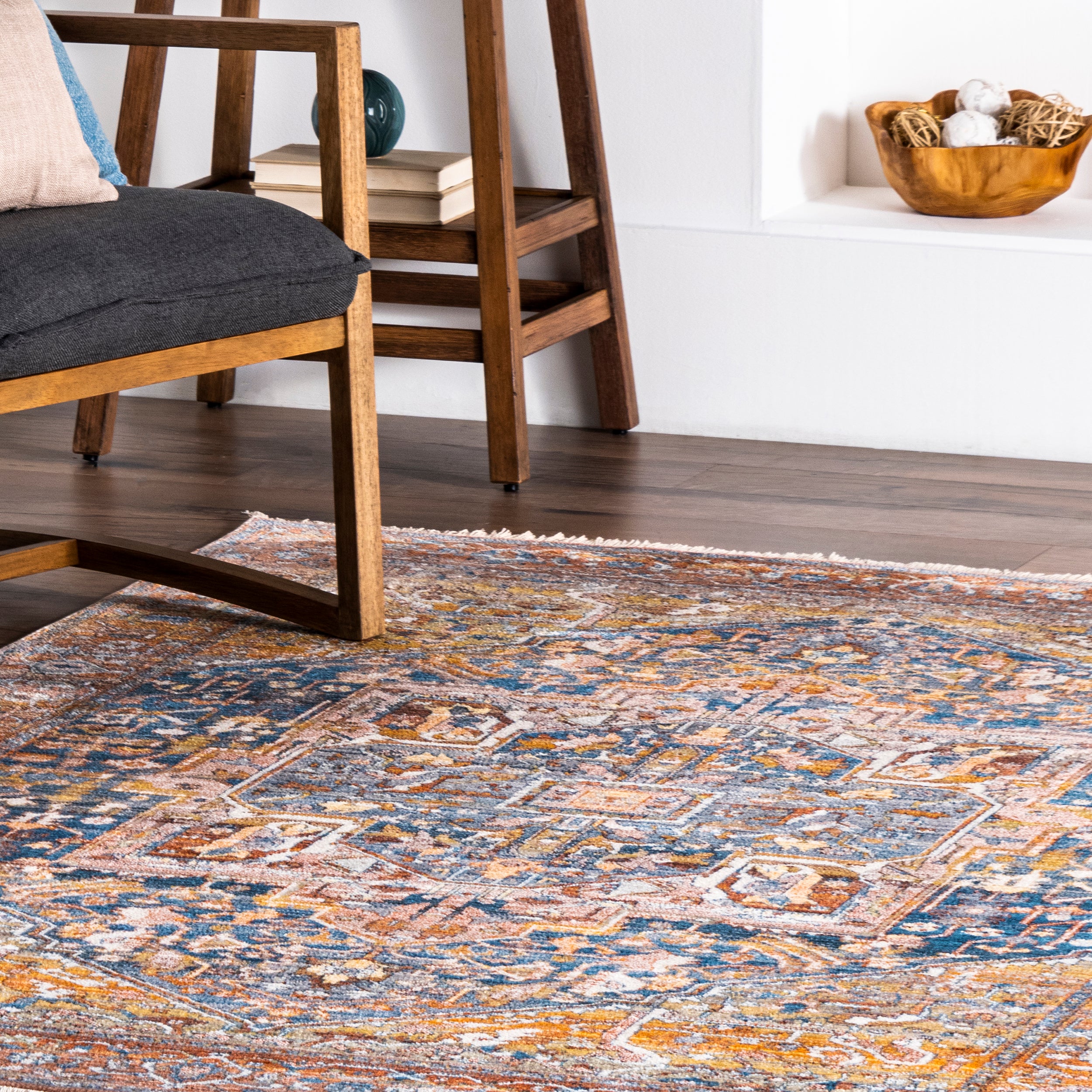 Harriet Vintage Medallion Fringe Area Rug - Image 9