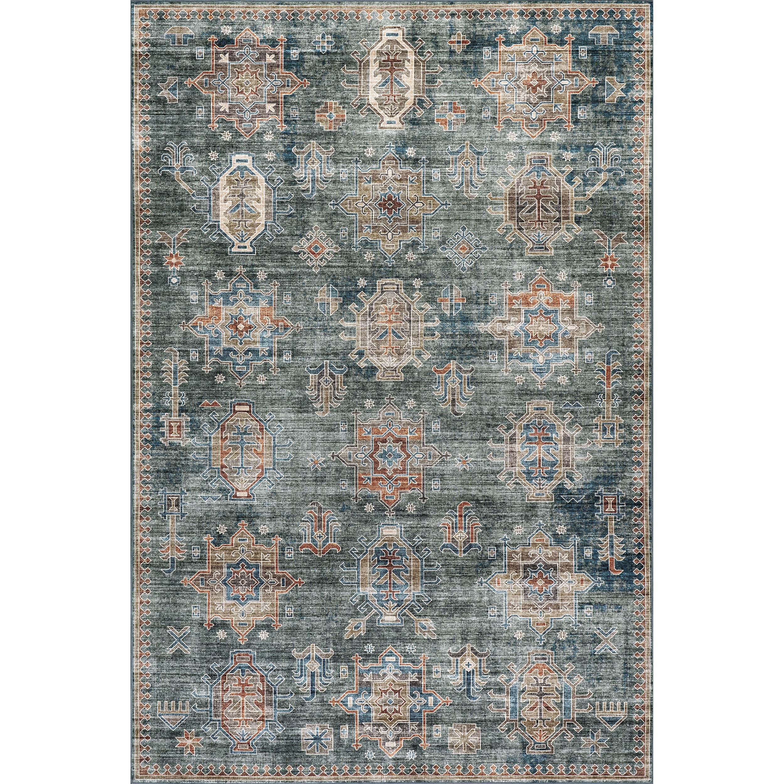 Philomena Medallion Spill Proof Machine Washable Area Rug - Image 28