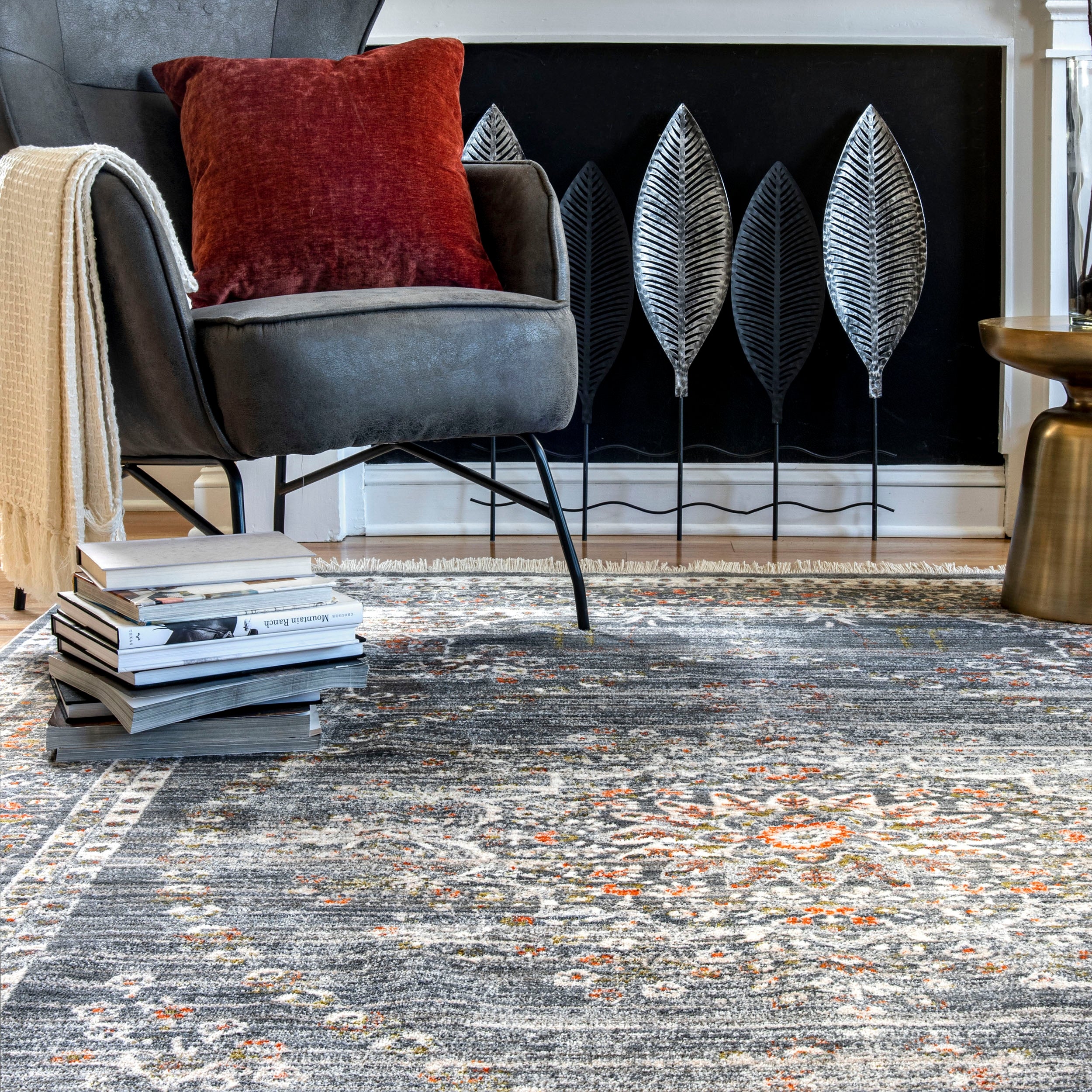 Penny Vintage Floral Medallion Area Rug - Image 8