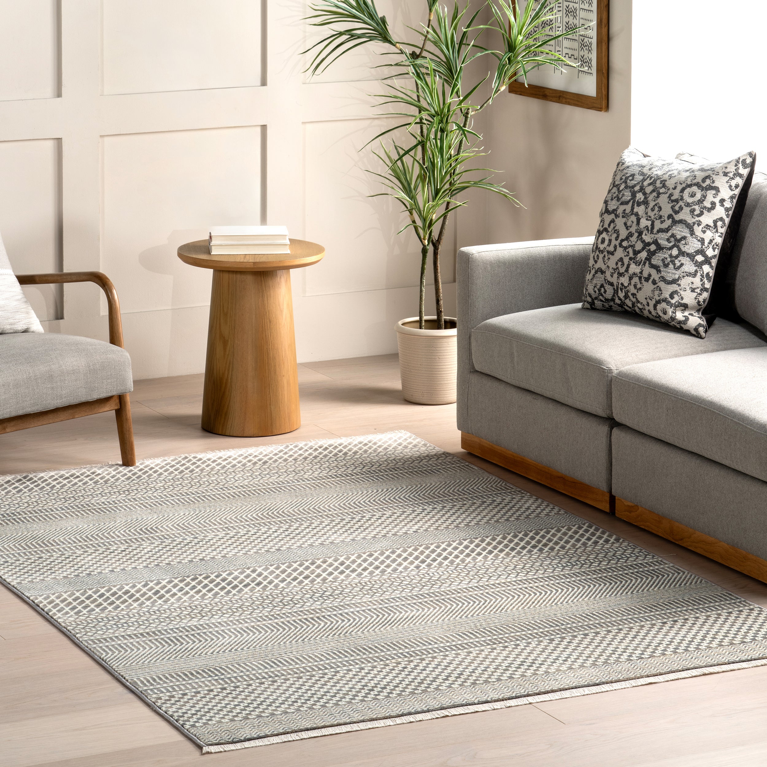 Lavender Geometric Fringe Area Rug - Image 29