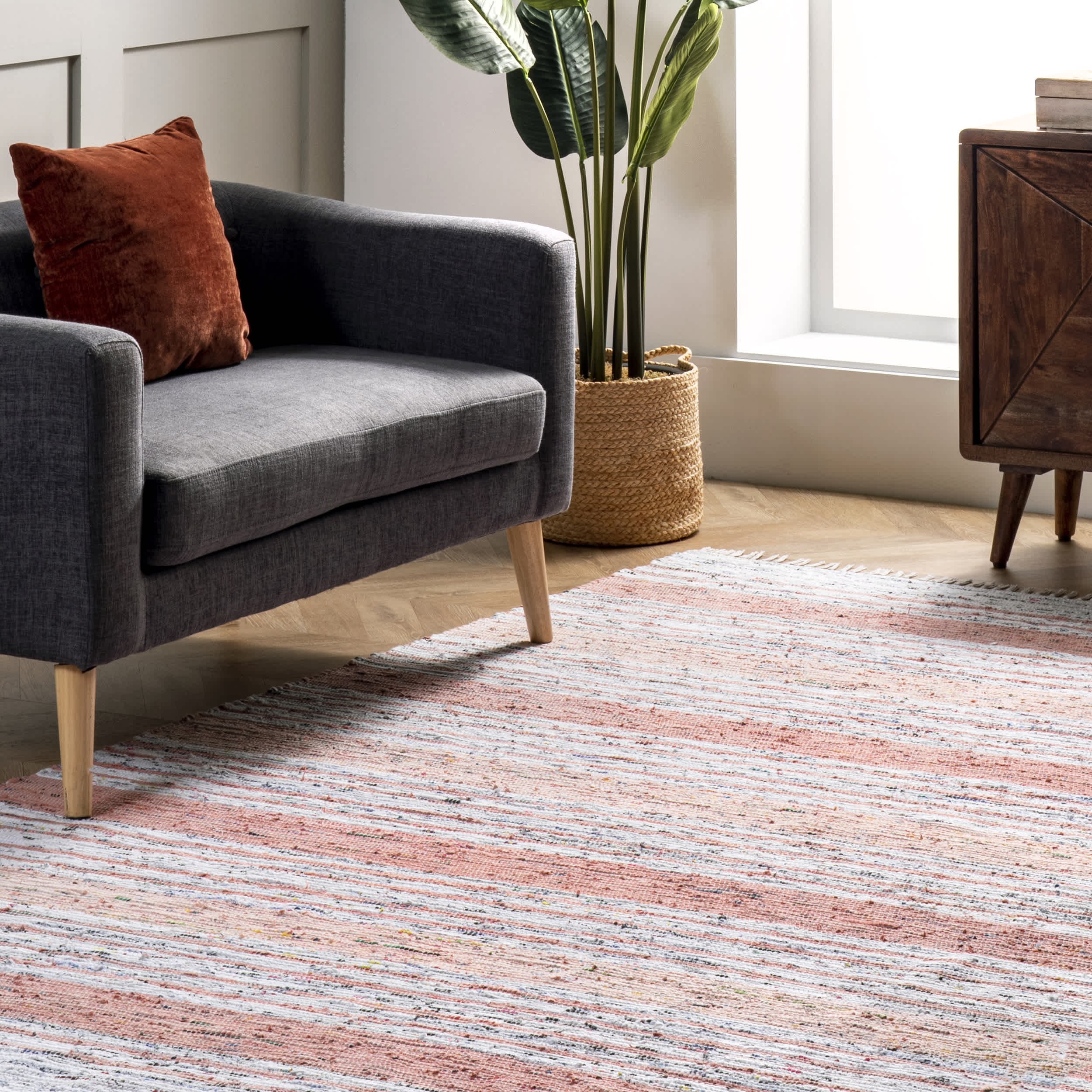 Seraphina Mottled Stipe Cotton Tassel Area Rug - Image 18