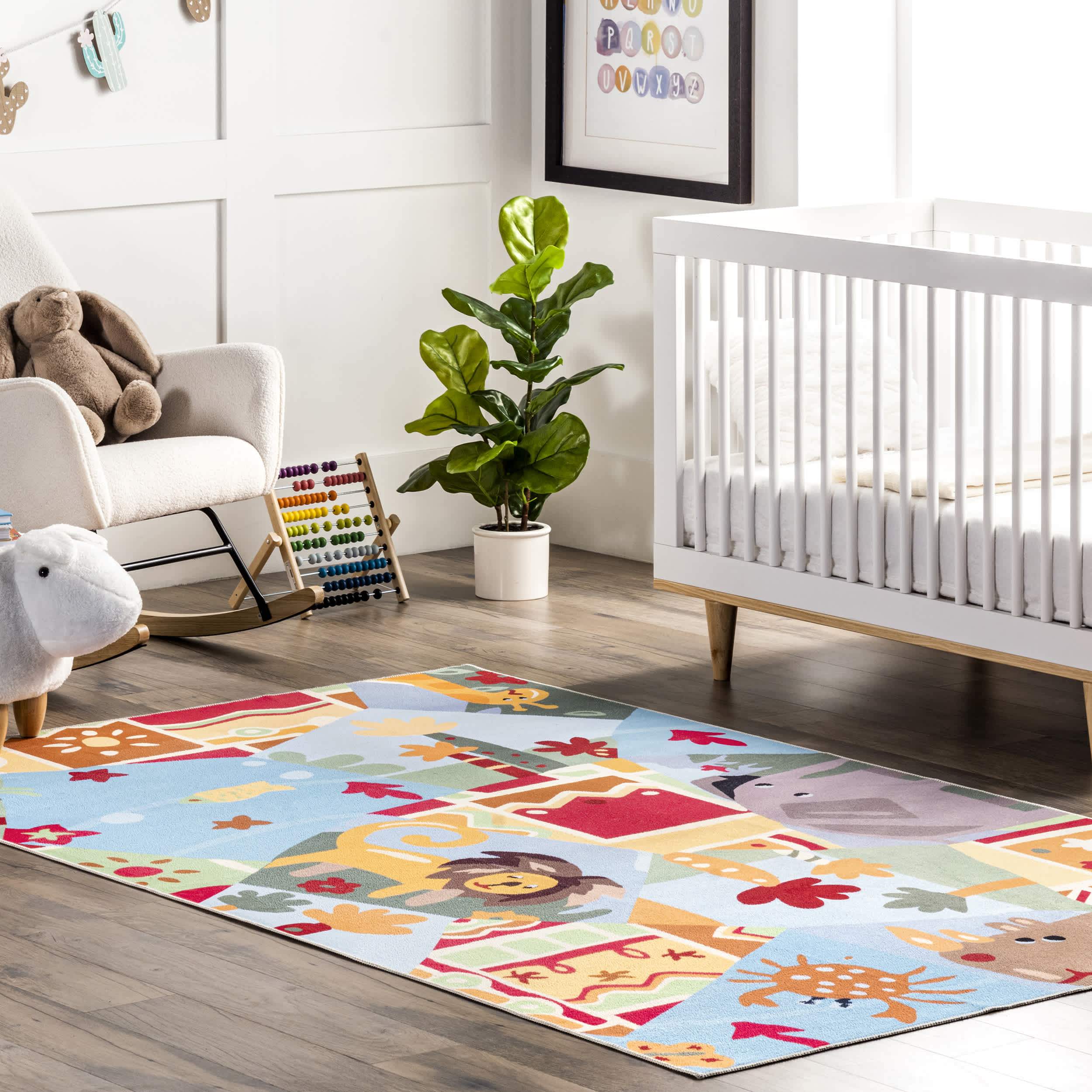 Catherine Zoo Animals Kids Washable Area Rug - Image 2