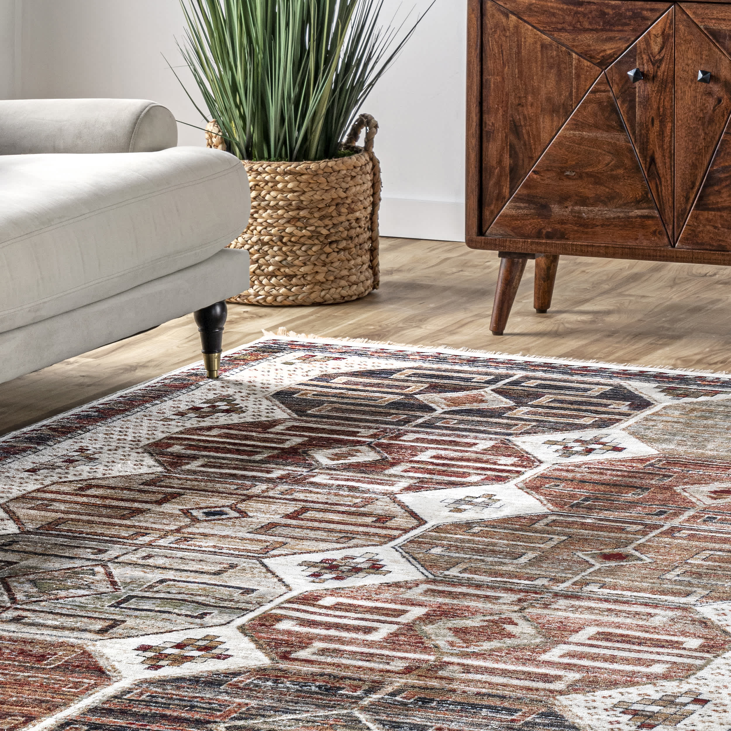 Evie Global Inspired Emblem Fringe Area Rug - Image 9
