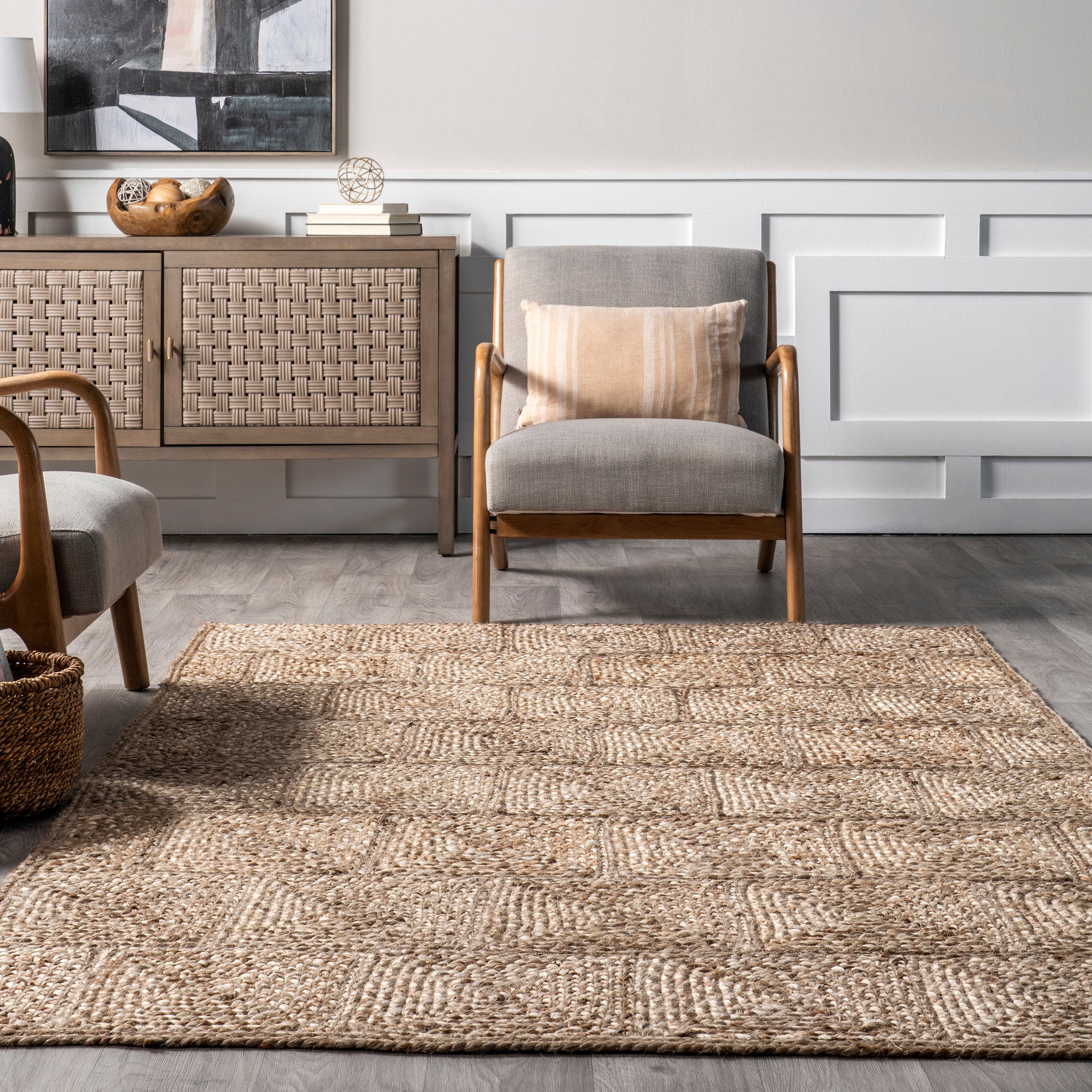 Leva Square Tiled Jute Area Rug - Image 8