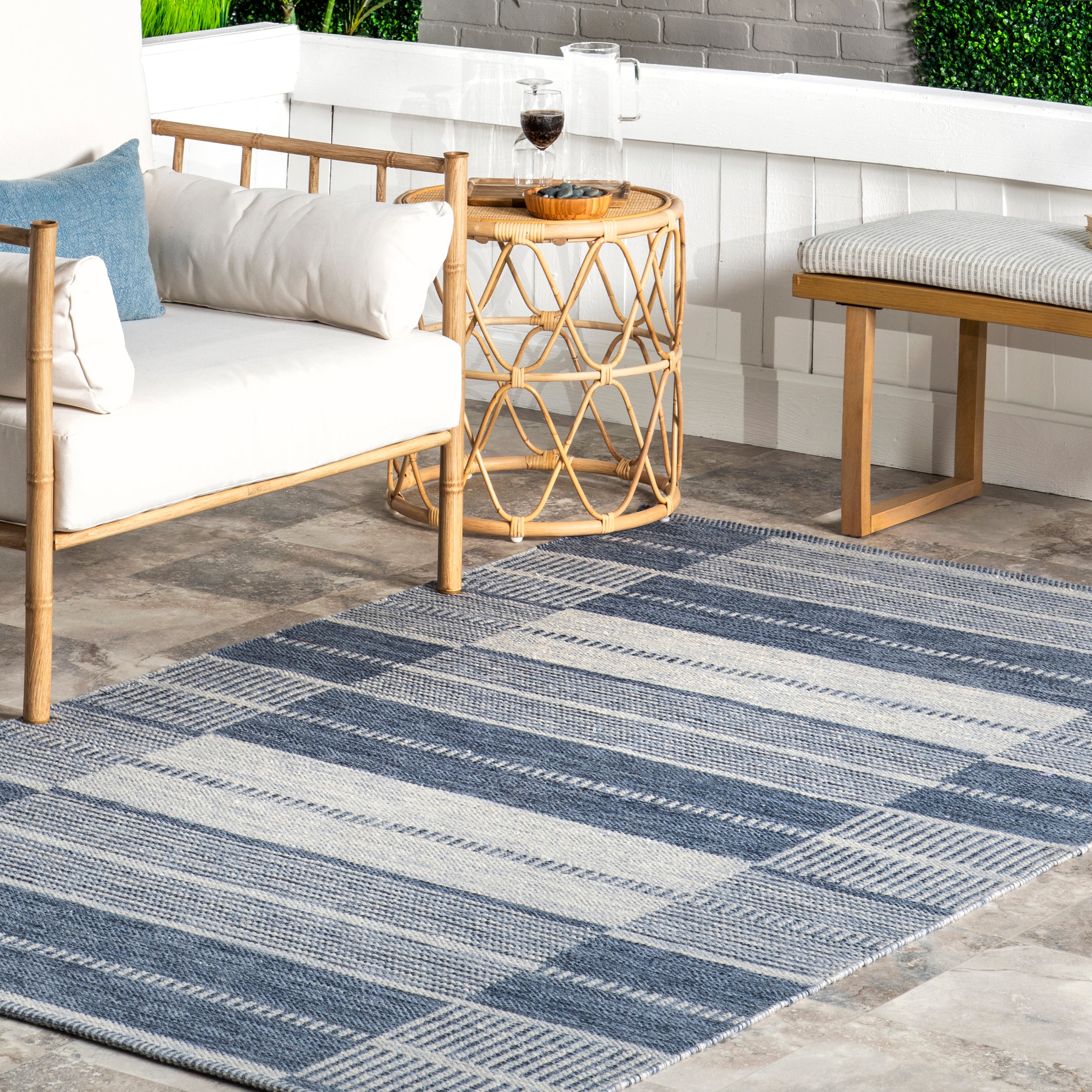 Rayla Striped Blocks Indoor/Outdoor Area Rug - Image 9