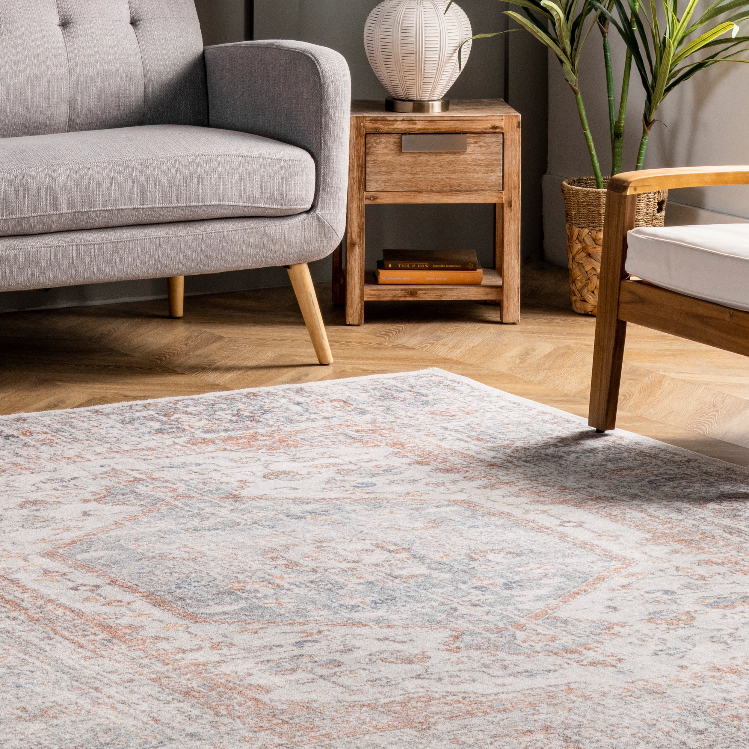 Jacquie Machine Washable Vintage Floral Area Rug - Image 22