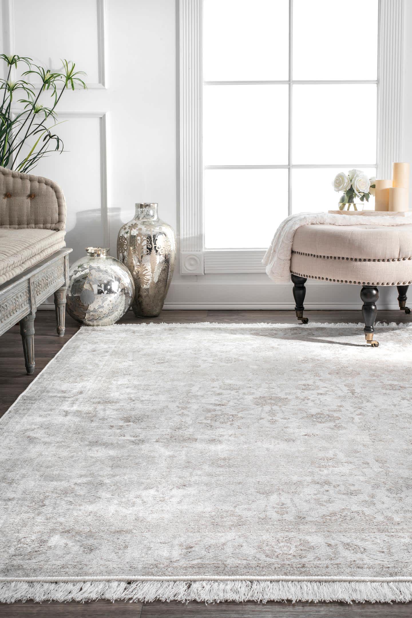 Vintage Floral Elyse Fringe Rug Area Rug - Image 4