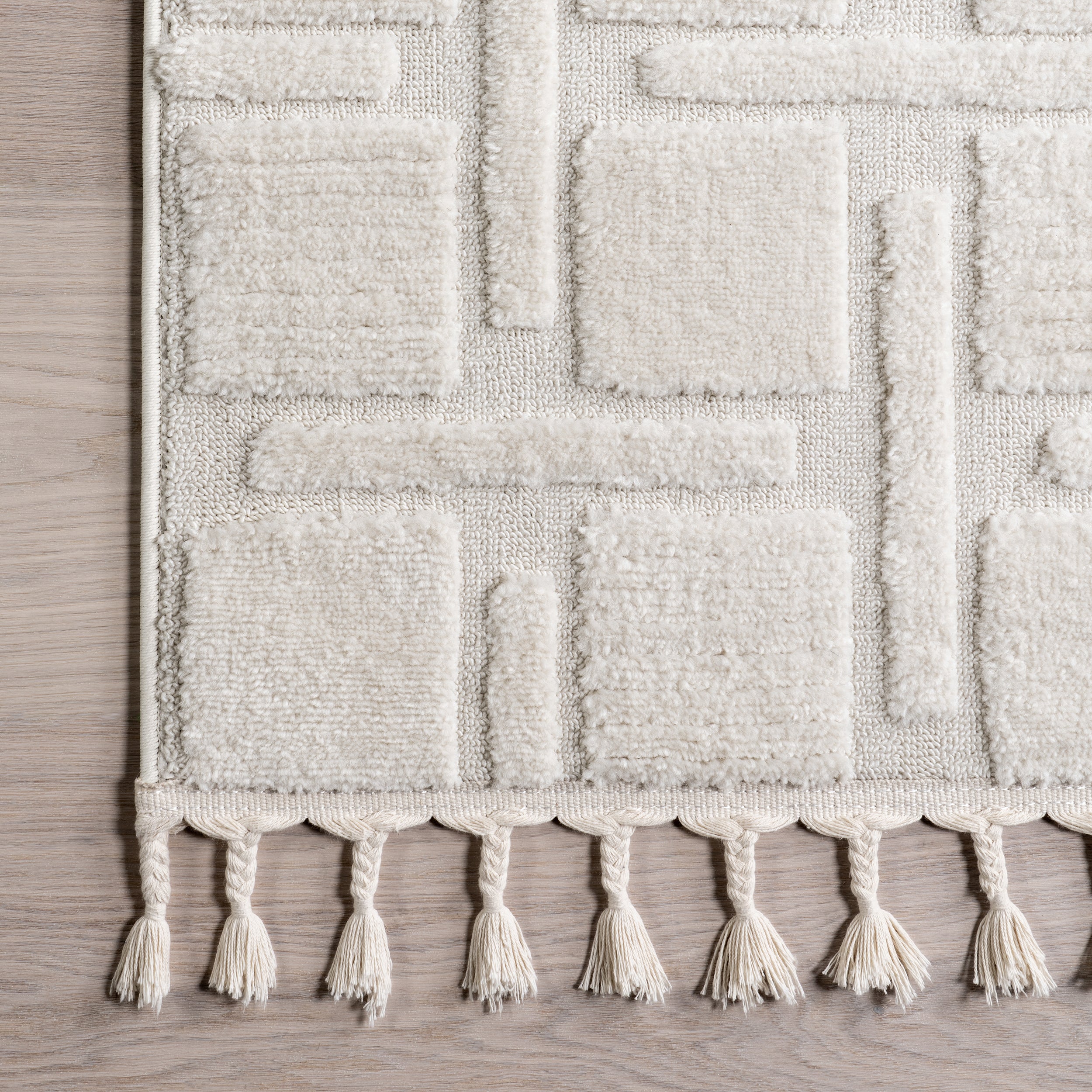 Alafia High-Low Geometric Tasseled Area Rug - Image 5