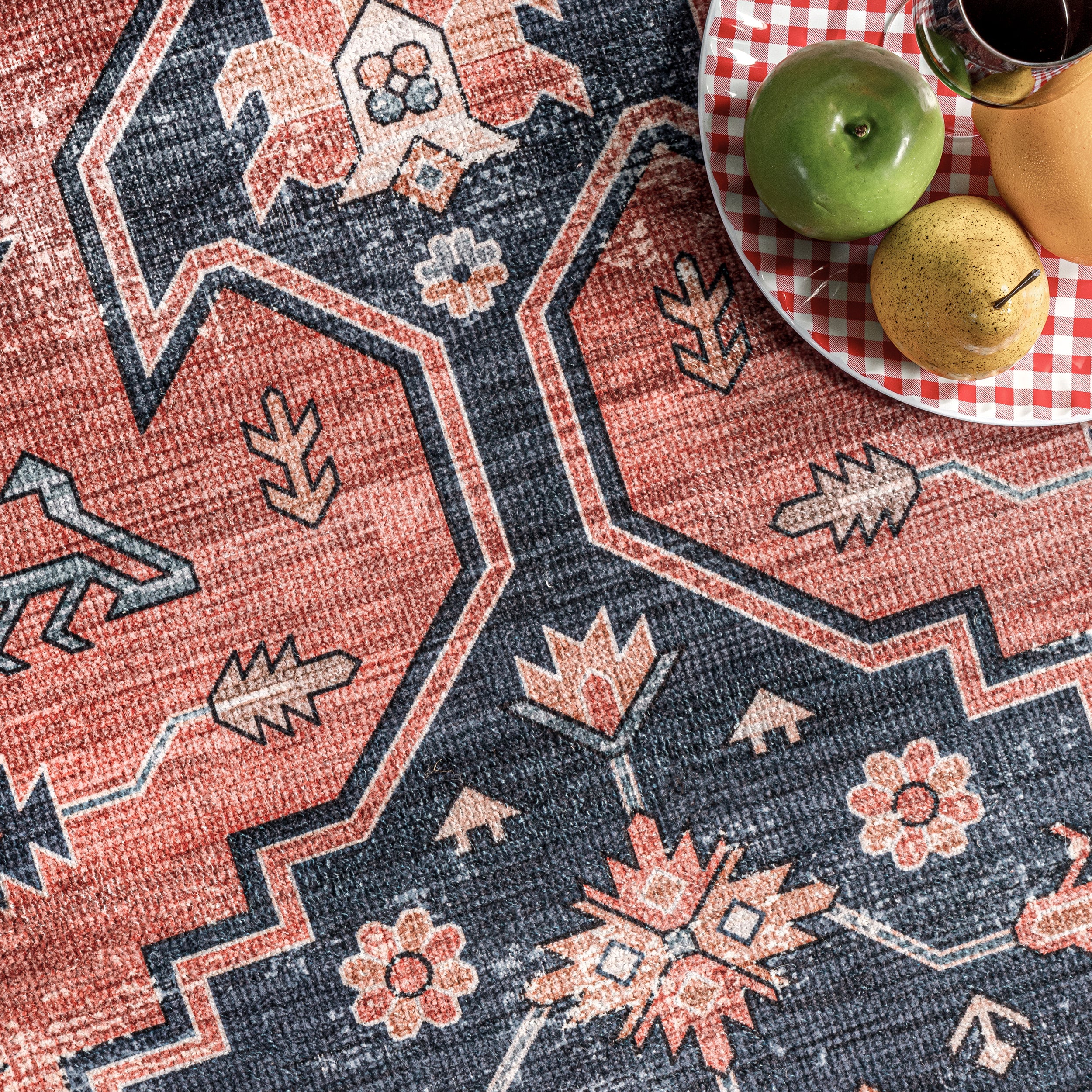 Medallion Bordered Machine Washable Area Rug - Image 6