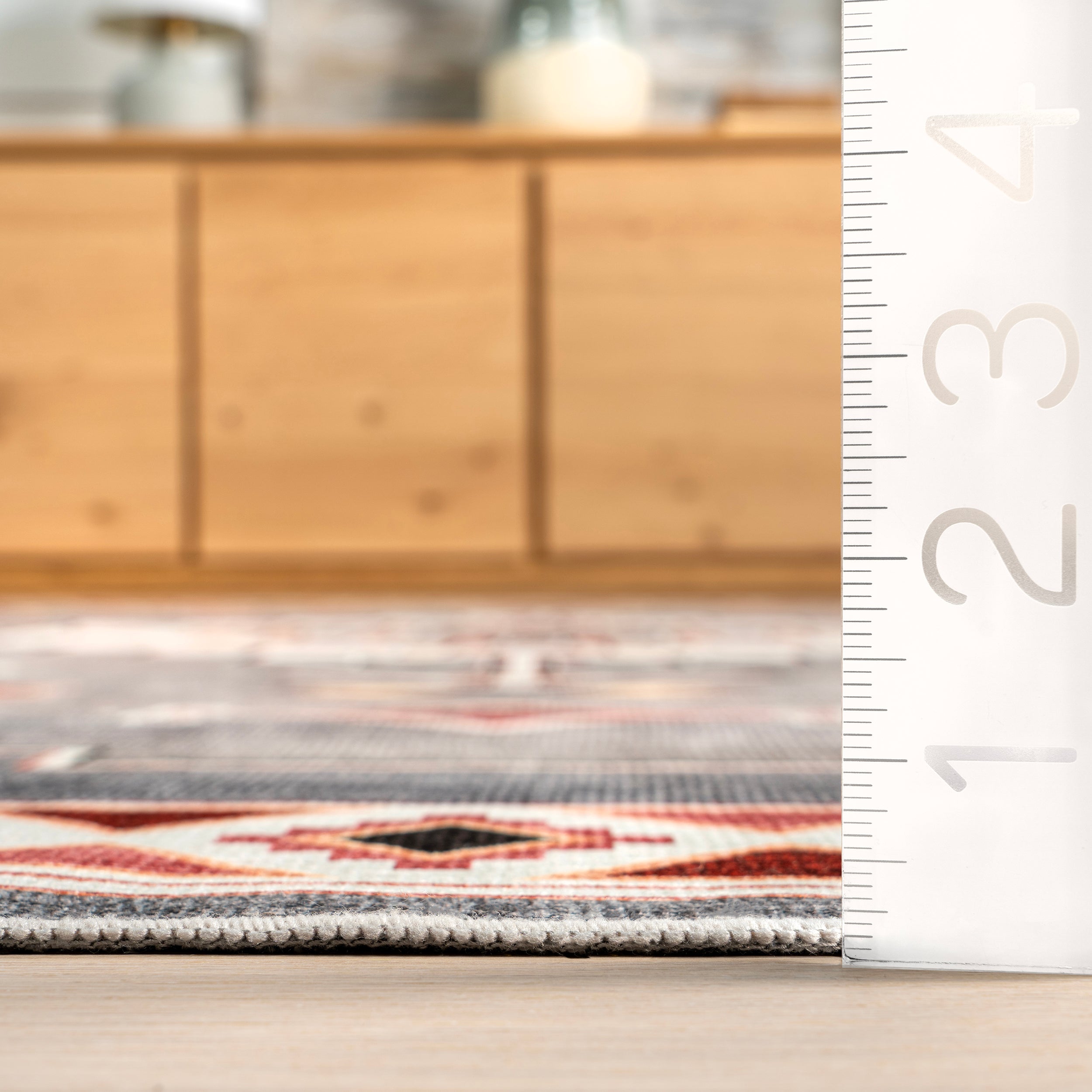 Lynx Southwestern Stain-Resistant Machine Washable Area Rug - Image 3