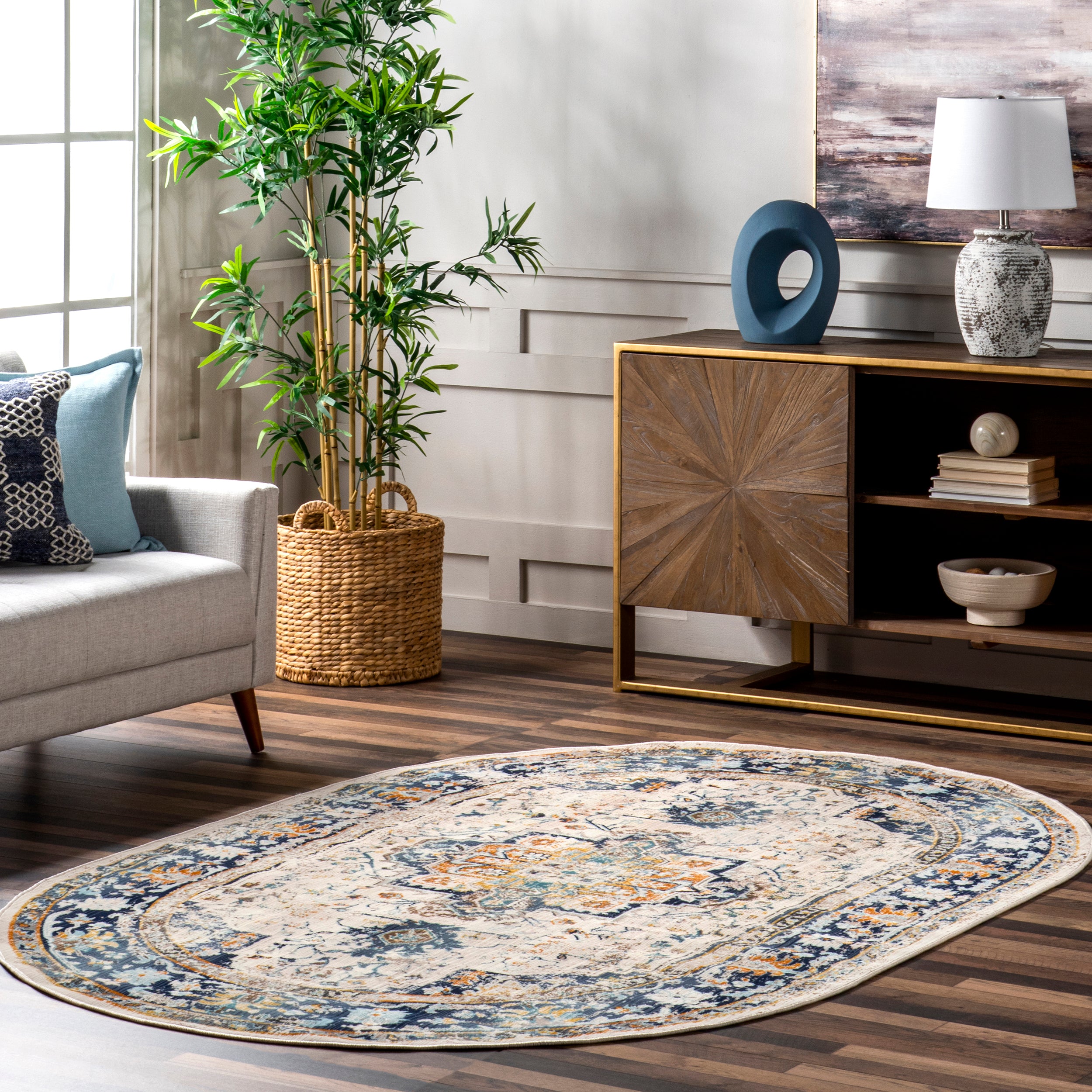 Ainsley Distressed Medallion Area Rug - Image 6